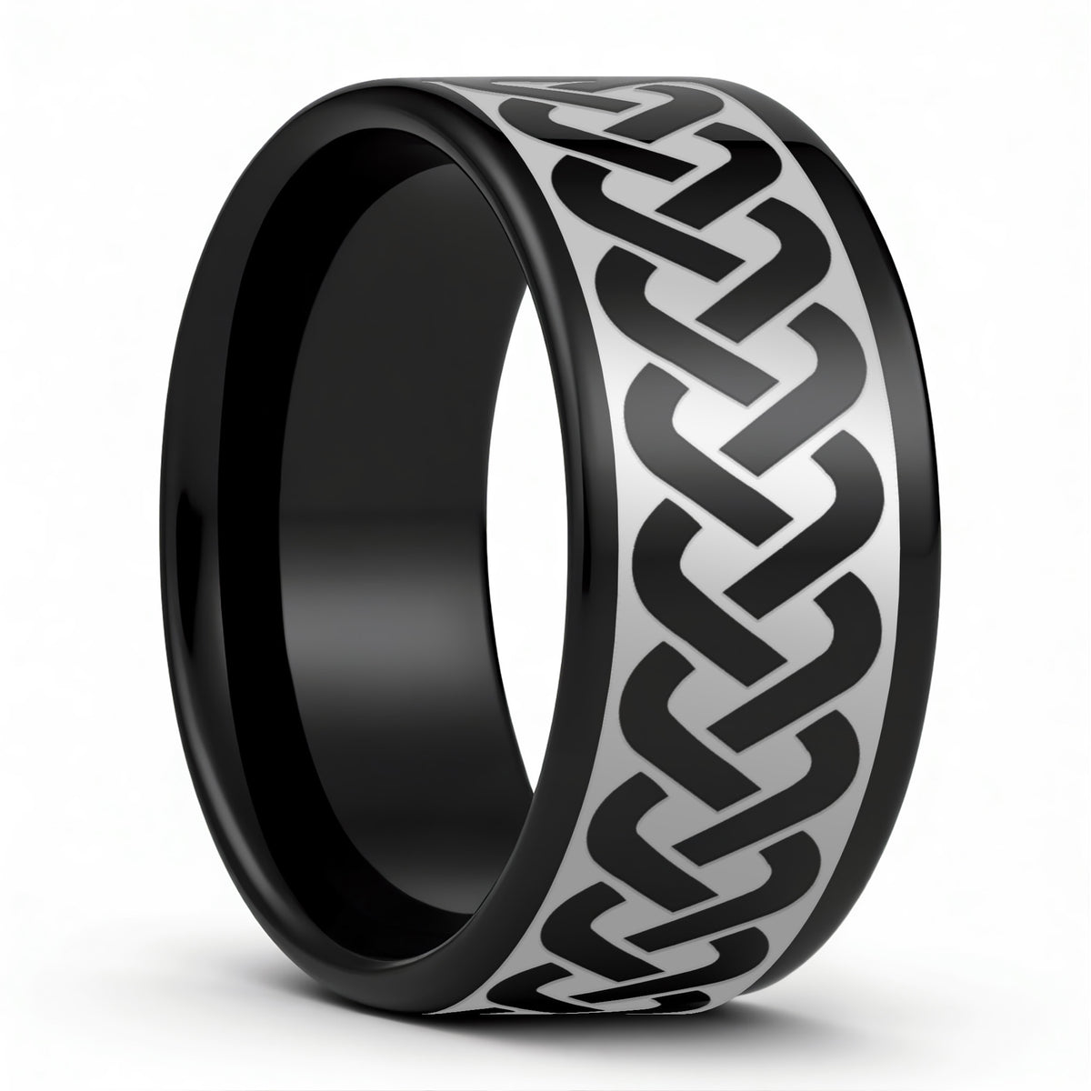Tungsten Men's Wedding Band with Celtic Knot Pattern