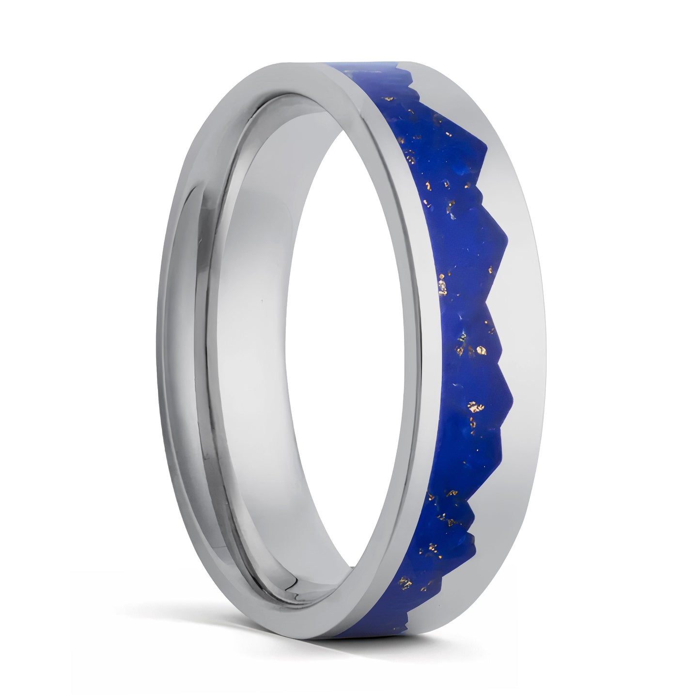 Lapis Lazuli Mountain Range Cobalt Wedding Band
