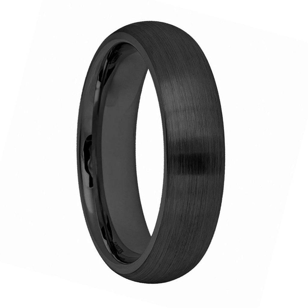 Domed Matte Brushed Black Tungsten Men's Wedding Band