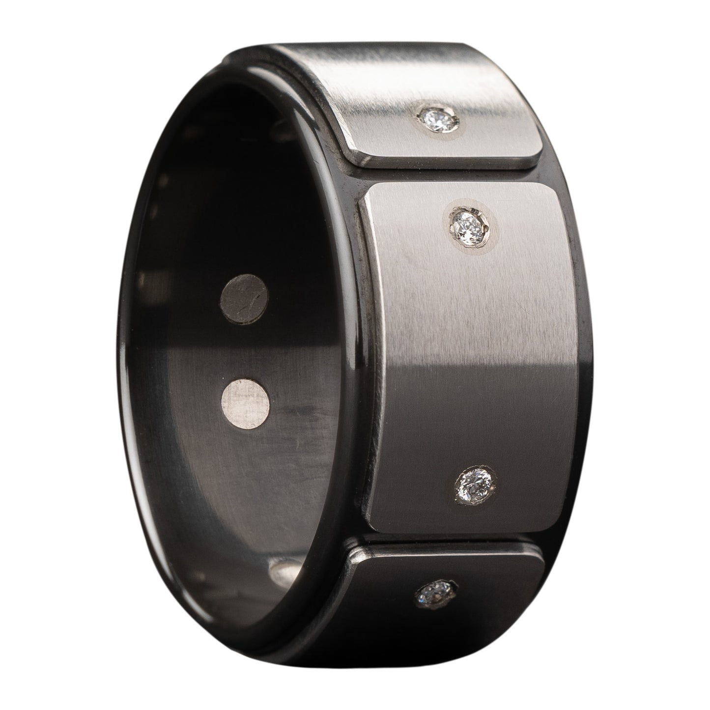 Men's Zirconium & Cobalt Wedding Band with Lab-Created Diamonds