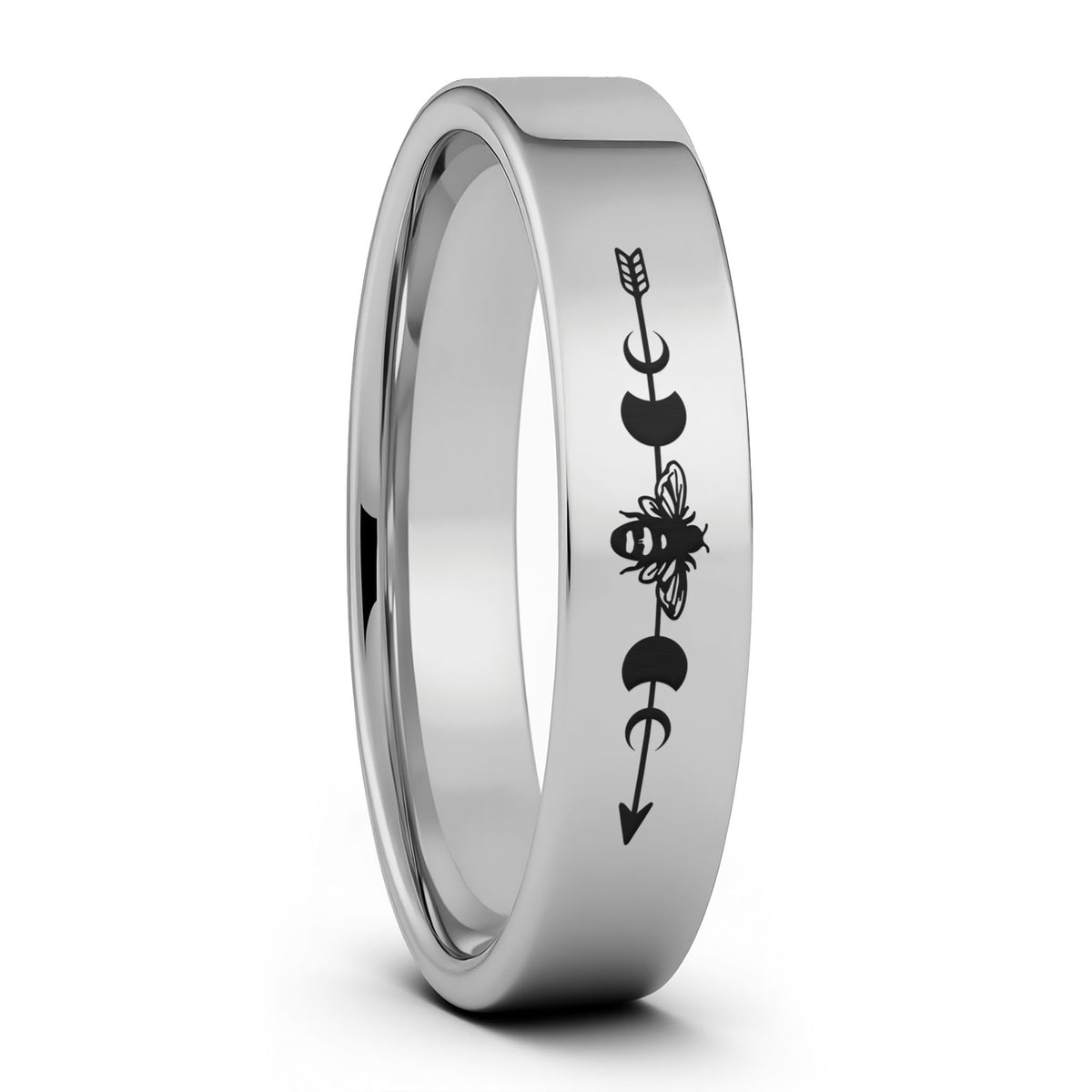Moon Phases Tungsten Women's Wedding Band