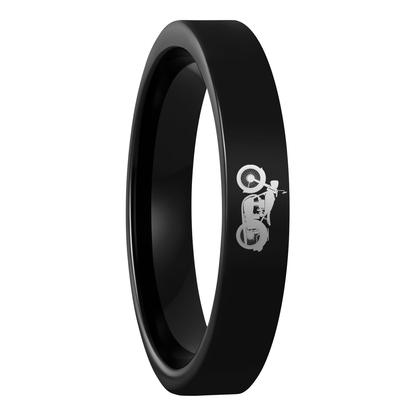 Motorcycle Black Tungsten Women's Wedding Band