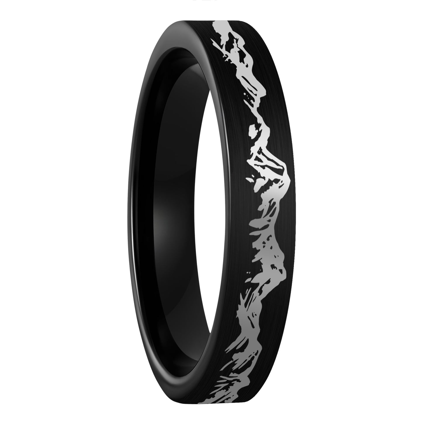 Alliance pour femme en tungstène doré brossé Mountain Range