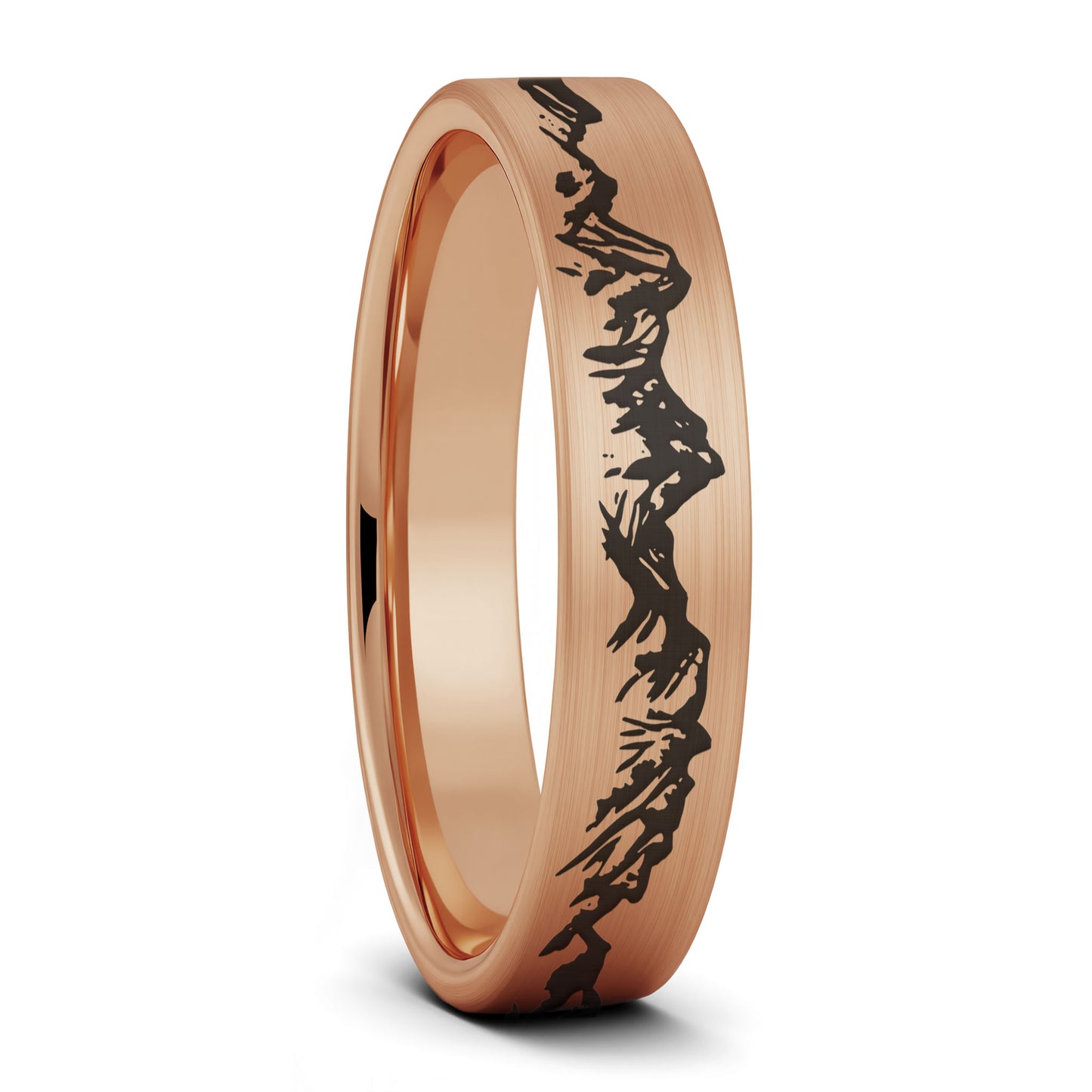Mountain Range Brushed Tungsten Men's Wedding Band