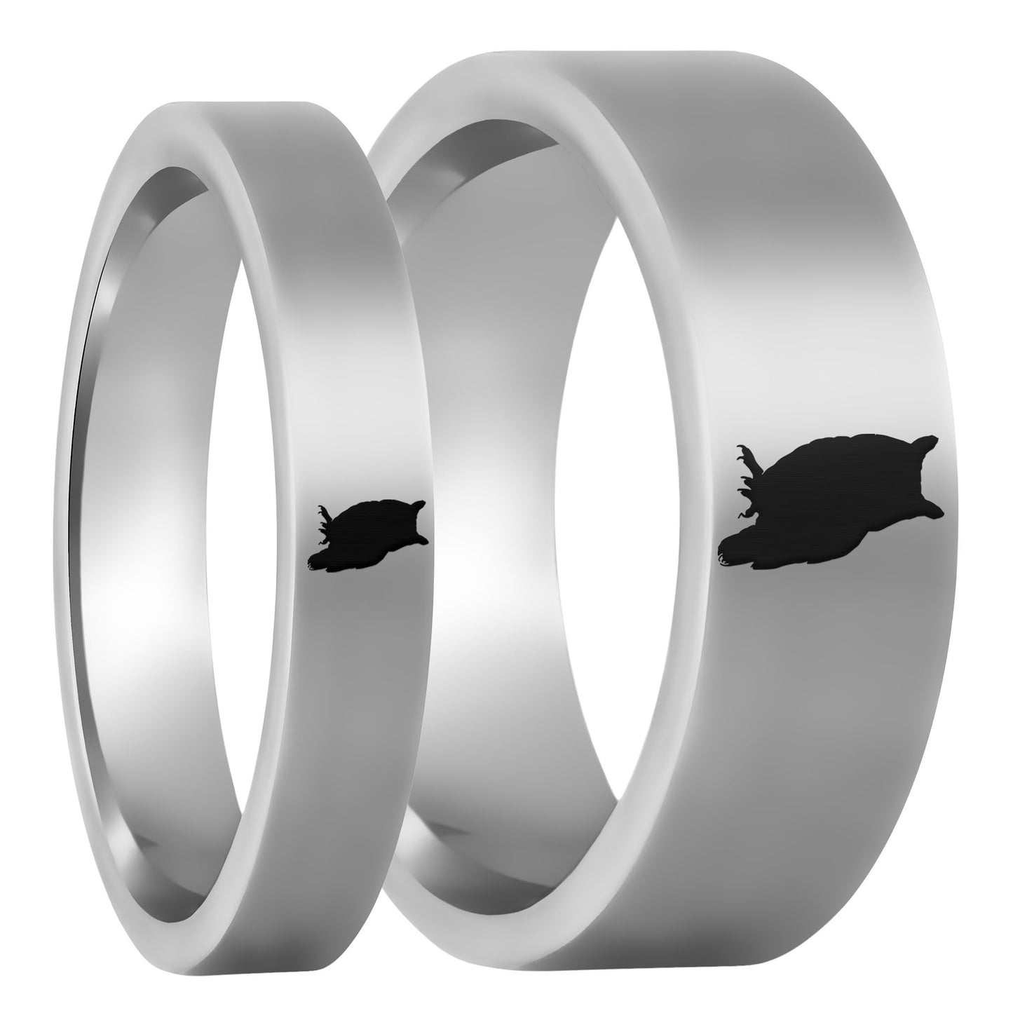 Owl Tungsten Couple's Matching Wedding Band Set
