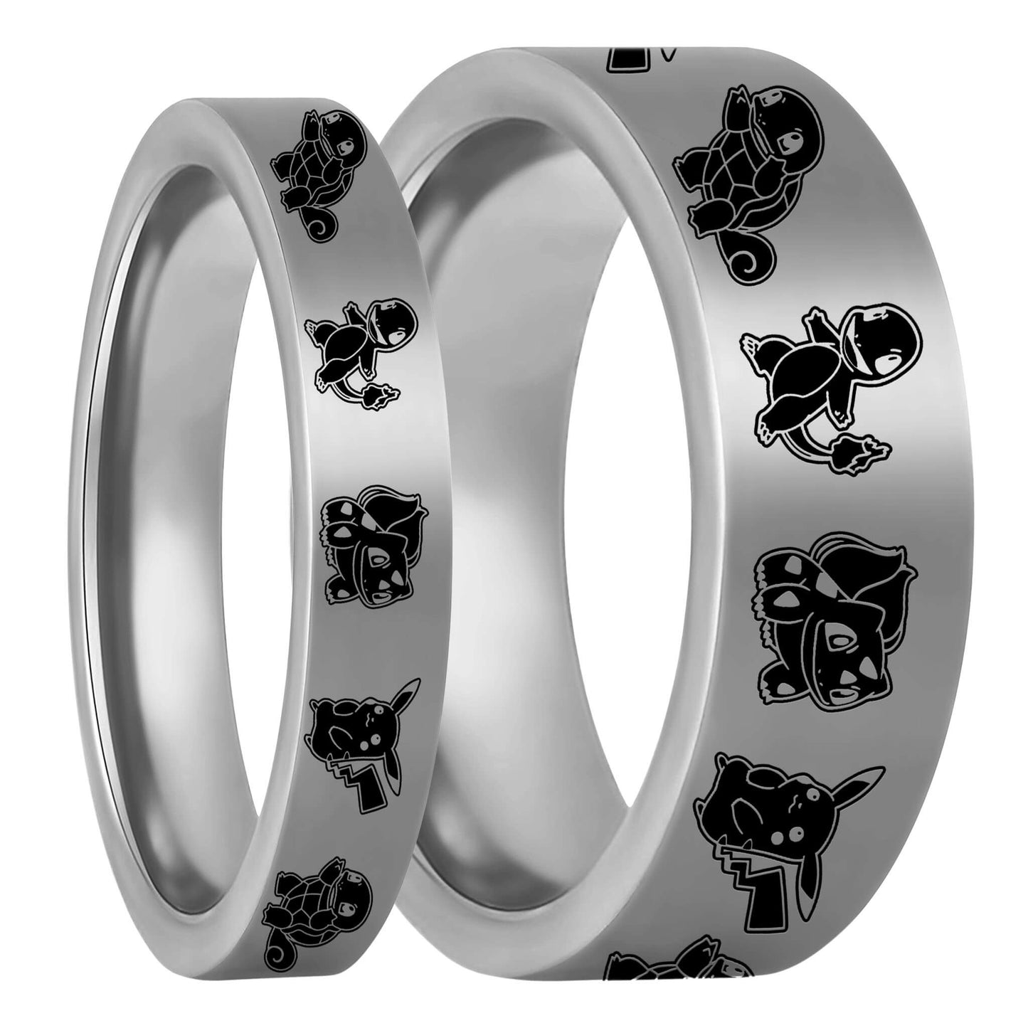 One Pokemon Tungsten Couple's Matching Wedding Band Set displayed on a plain white background