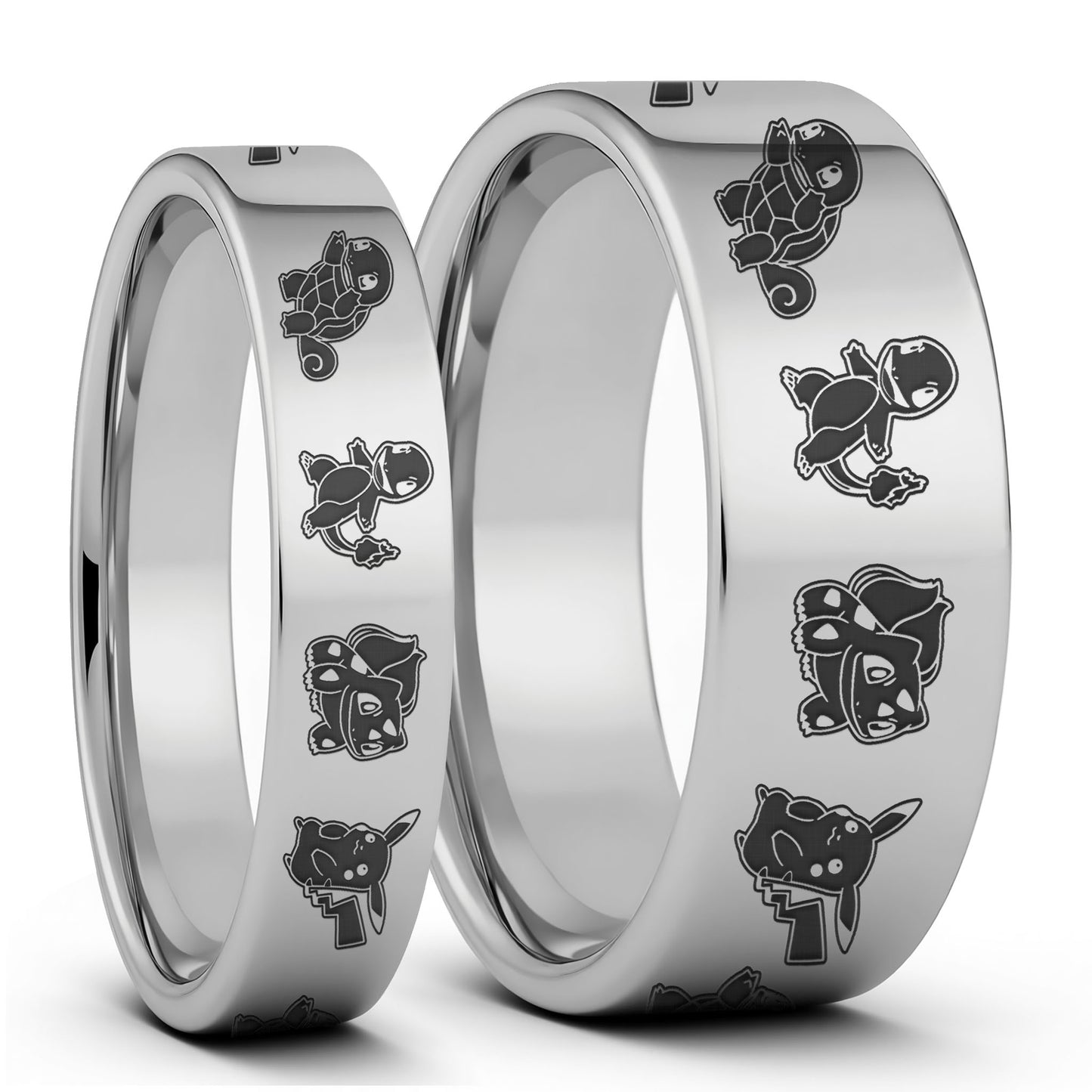 One Pokemon Tungsten Couple's Matching Wedding Band Set displayed on a plain white background