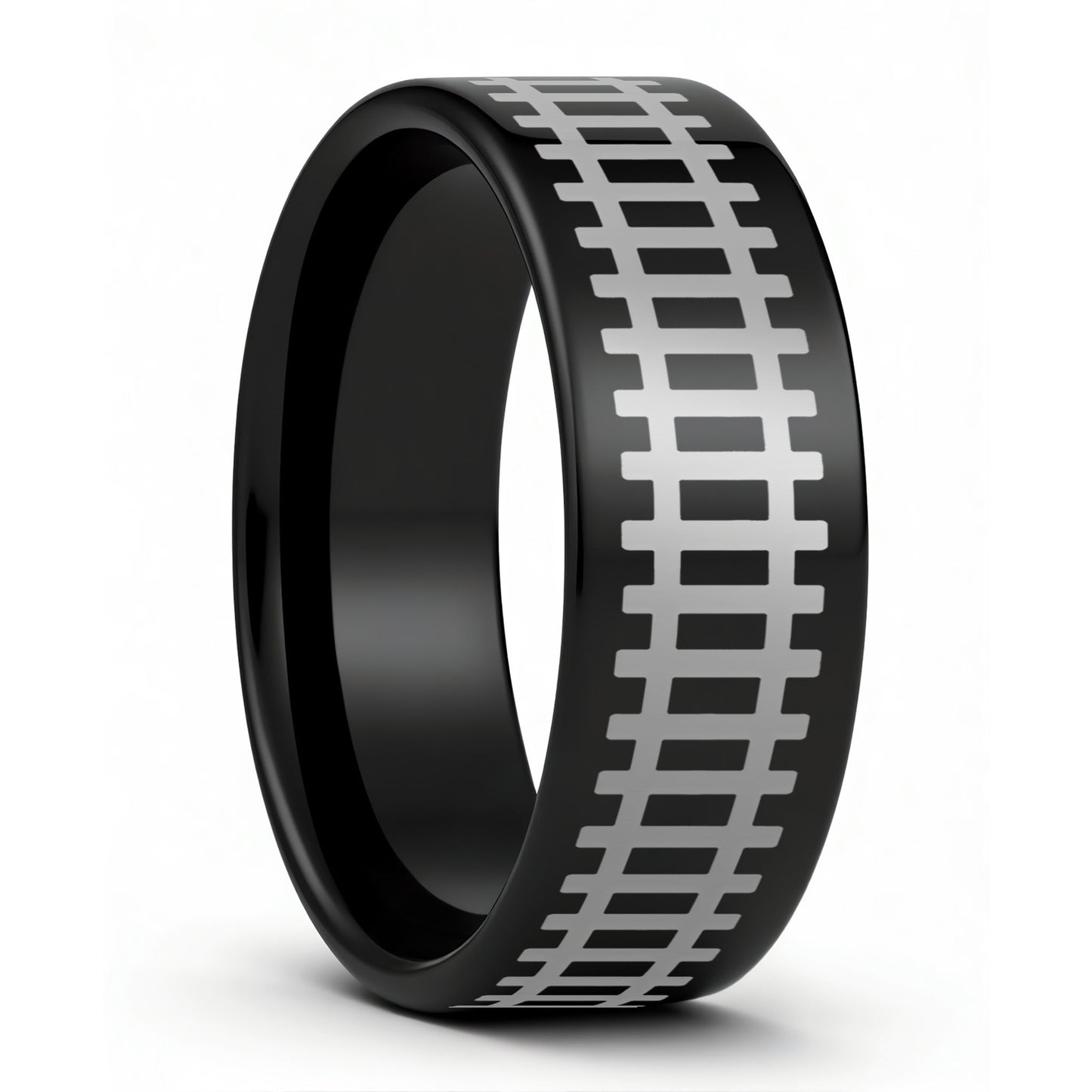 Railroad Tracks Tungsten Men's Wedding Band