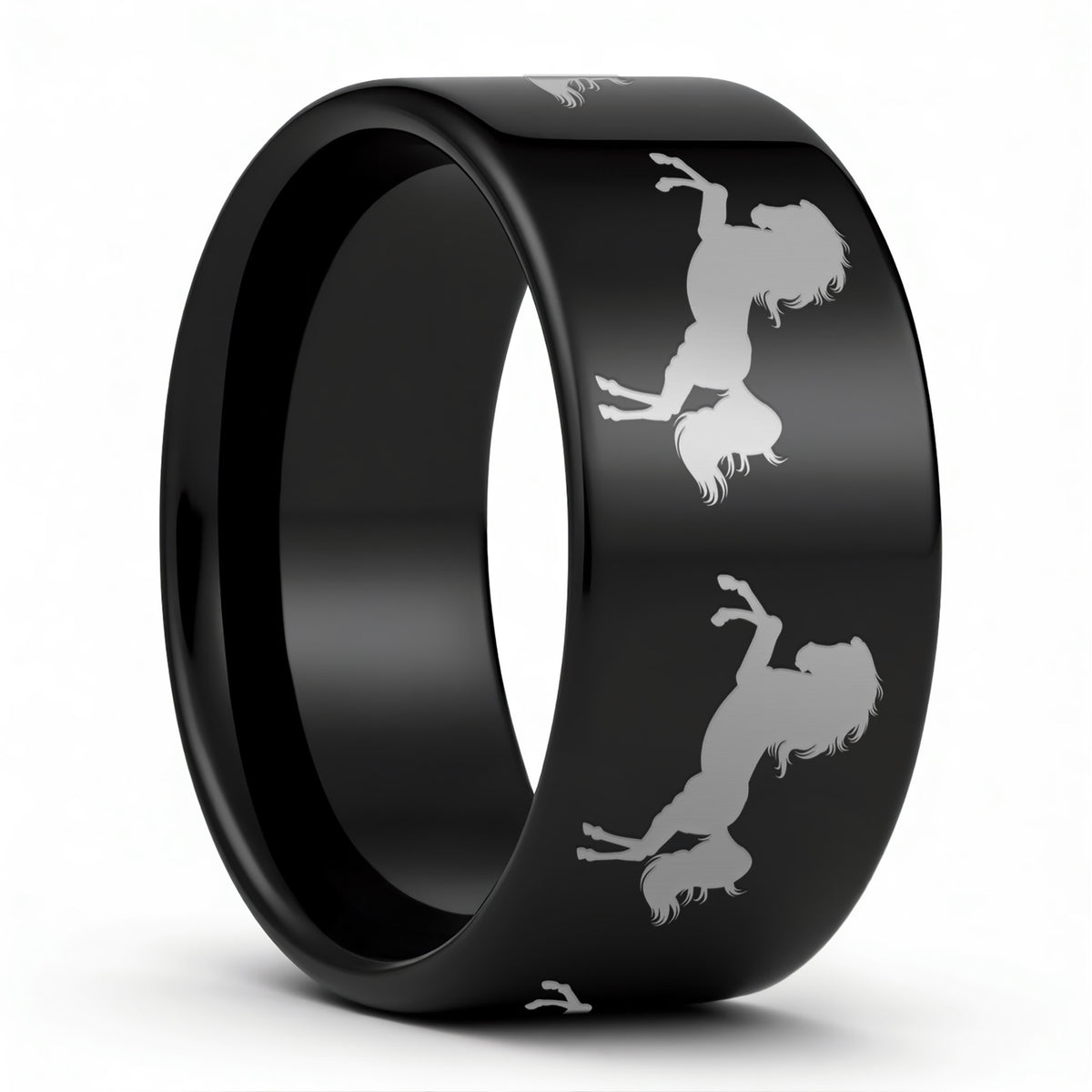 Rearing Horse Tungsten Men's Wedding Band