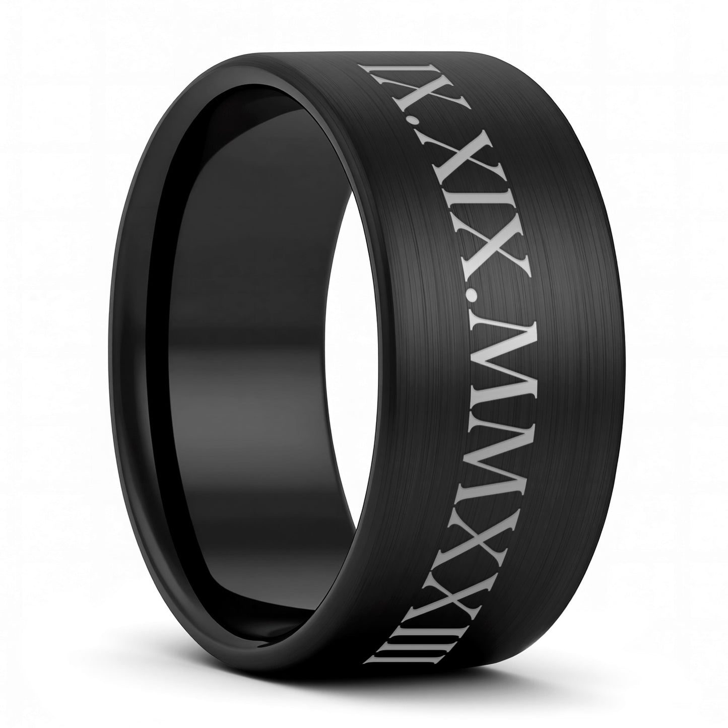Alliance pour homme en tungstène avec chiffres romains et date