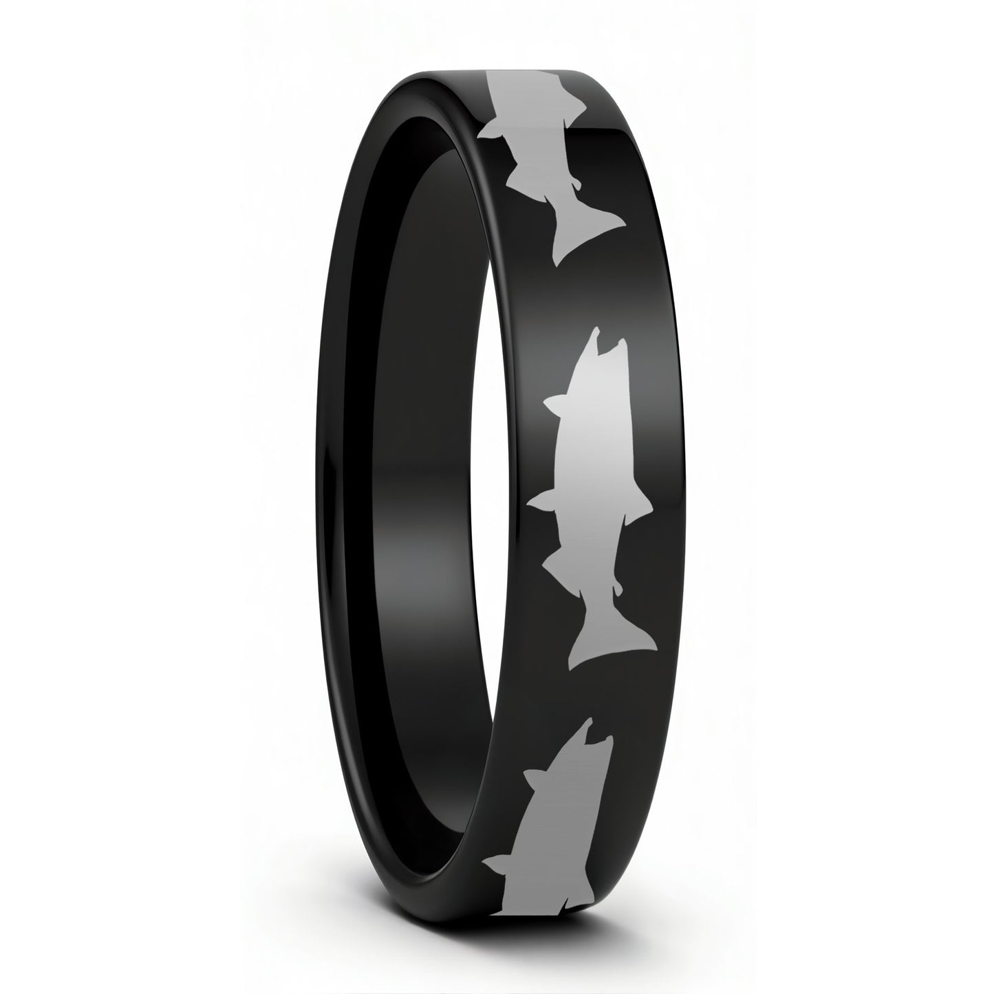 Salmon Fish Tungsten Men's Wedding Band