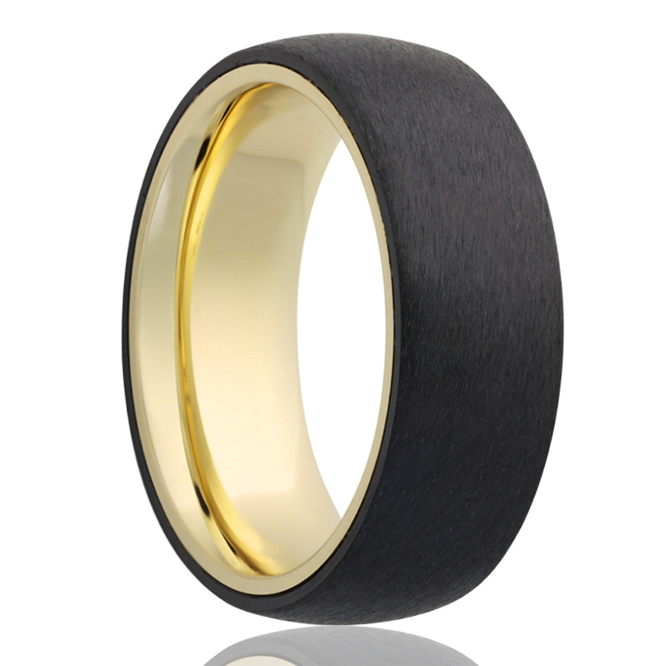 Alliance en zirconium finition satinée avec manchon en or 14 carats
