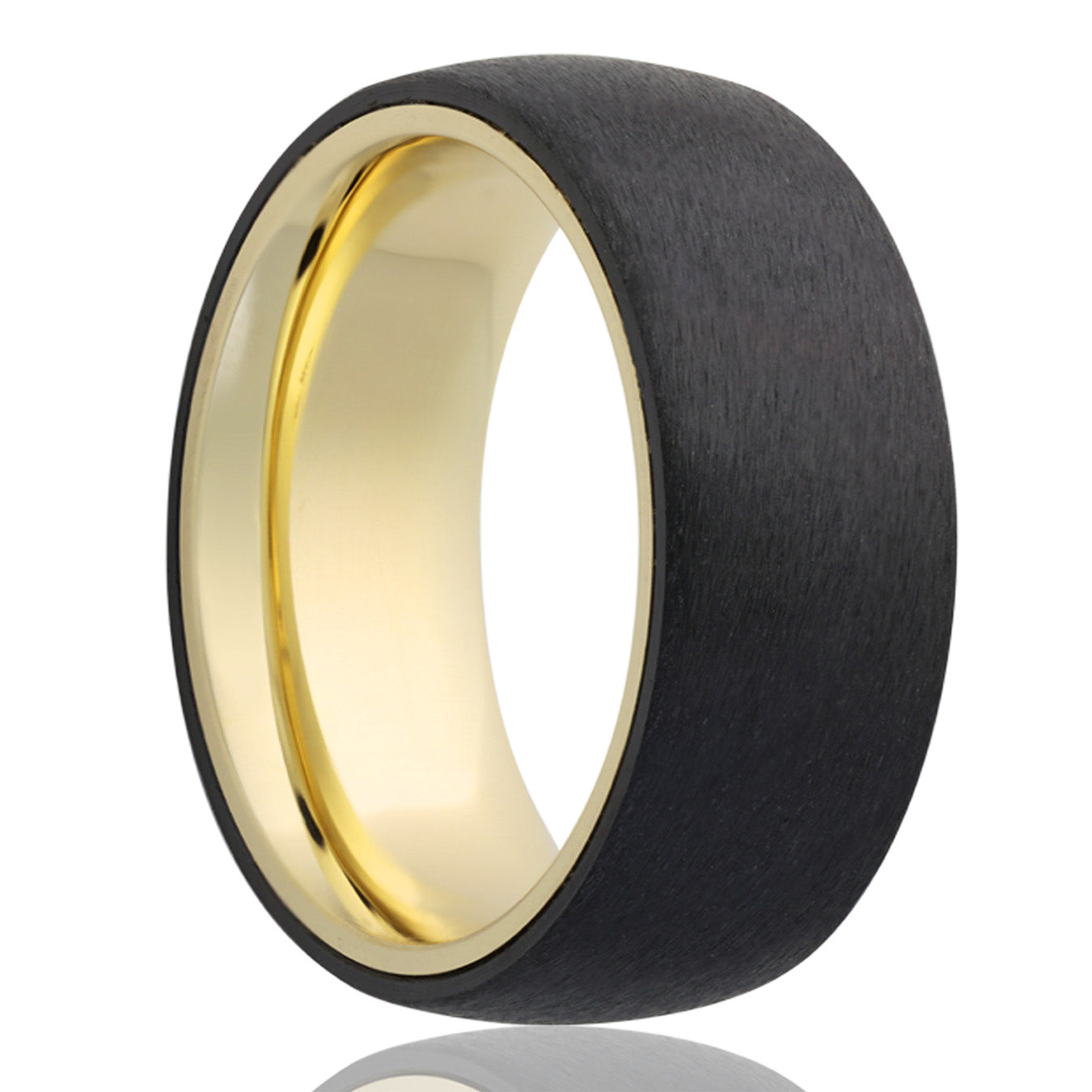 Satin Finish Zirconium Wedding Band with 14k Gold Sleeve