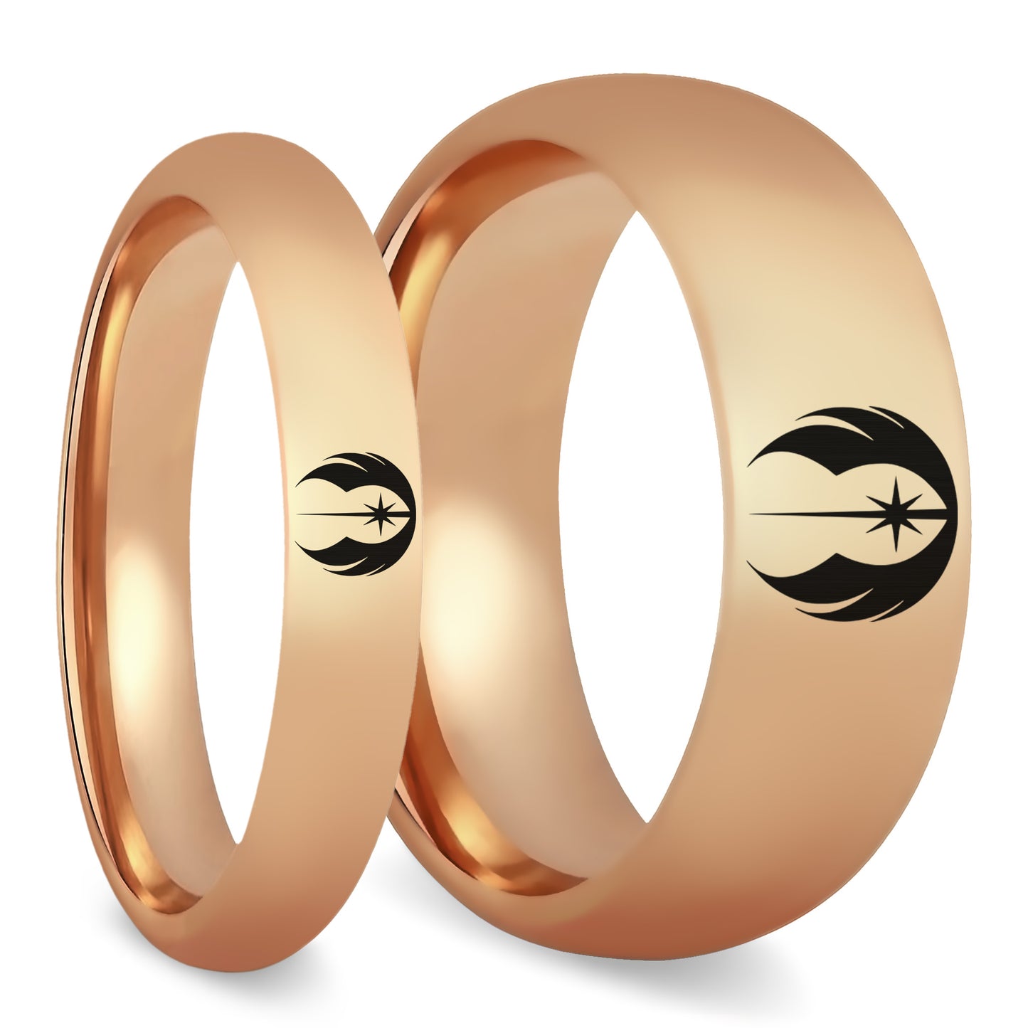 Star Wars Jedi Order Rose Gold Tungsten Couple's Matching Wedding Band Set