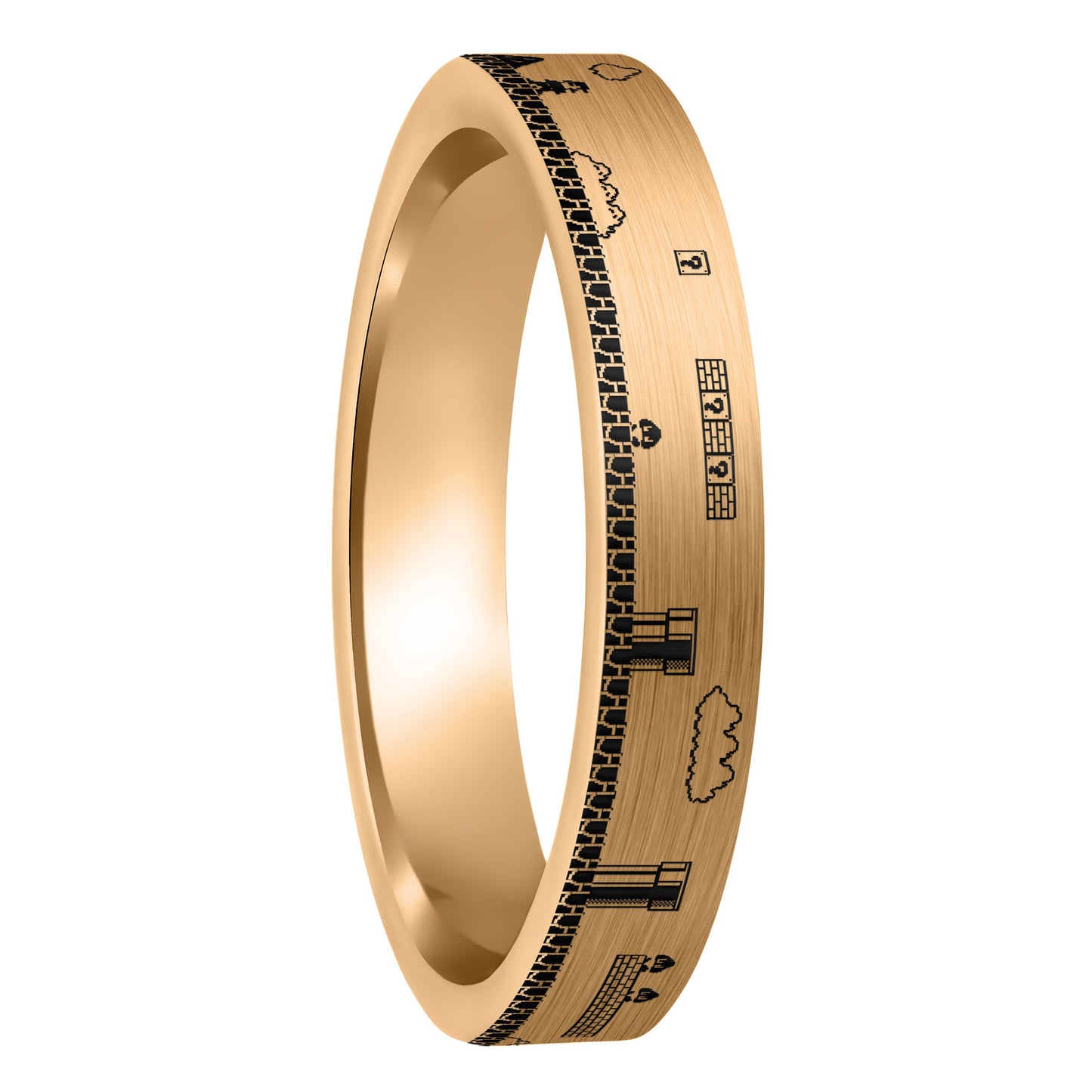 Super Mario Bros Brushed Rose Gold Tungsten Women's Wedding Band