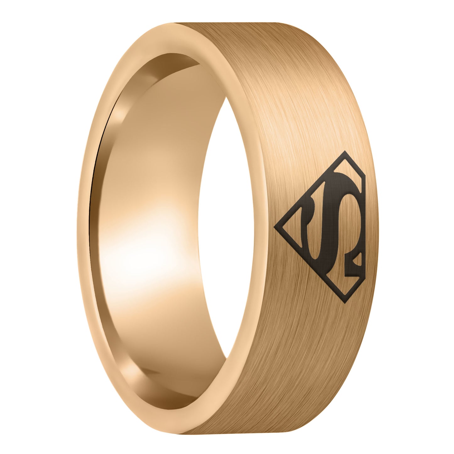 Superman Brushed Rose Gold Tungsten Men's Wedding Band
