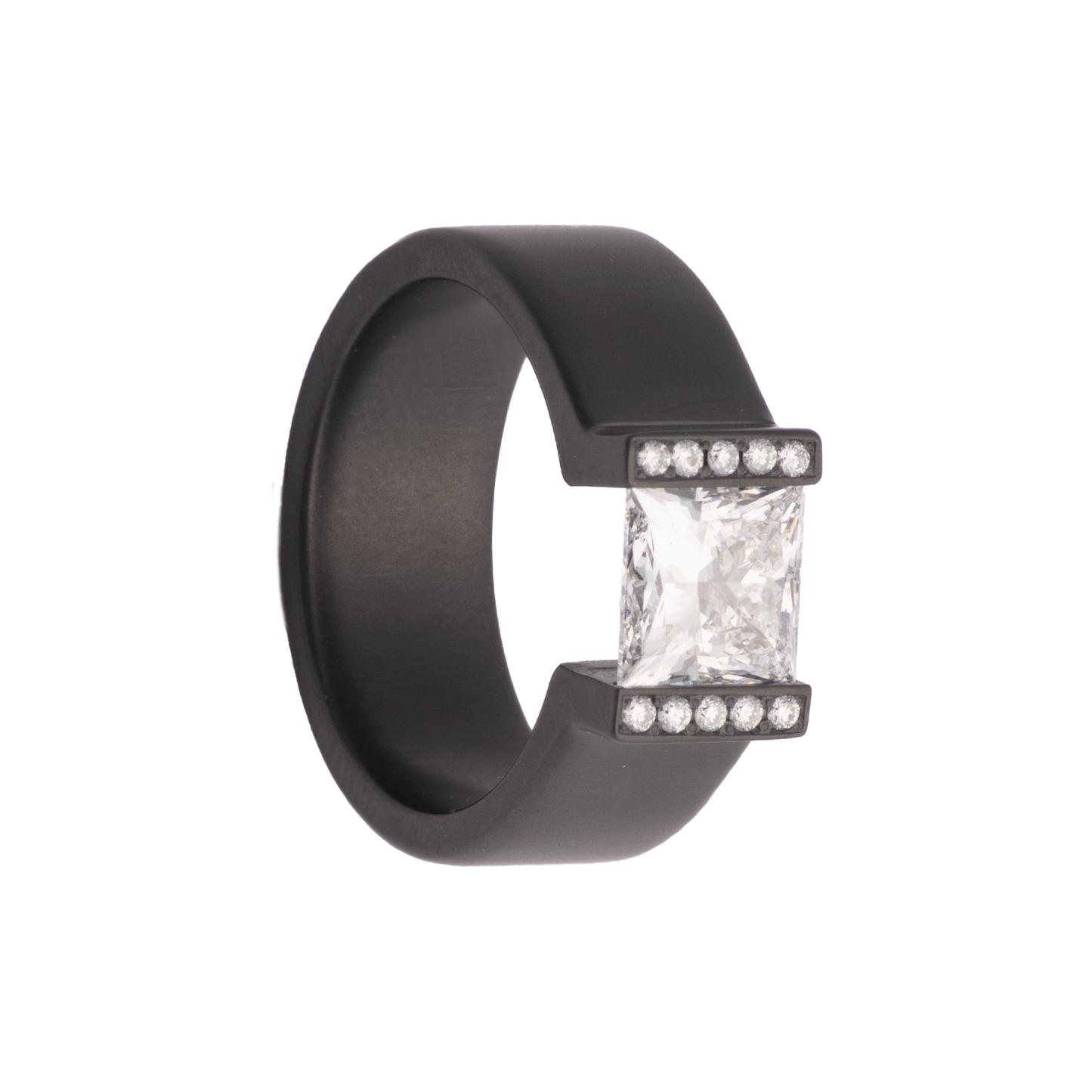 Tension-Set Lab-Grown Diamond Zirconium Wedding Band
