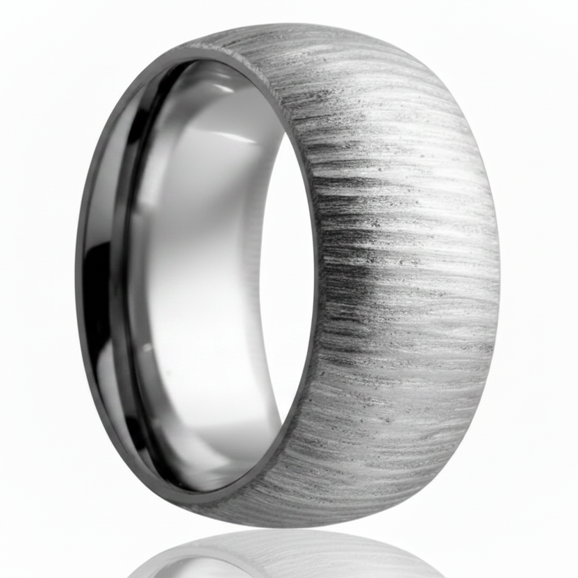 Treebark Domed Titanium Wedding Band