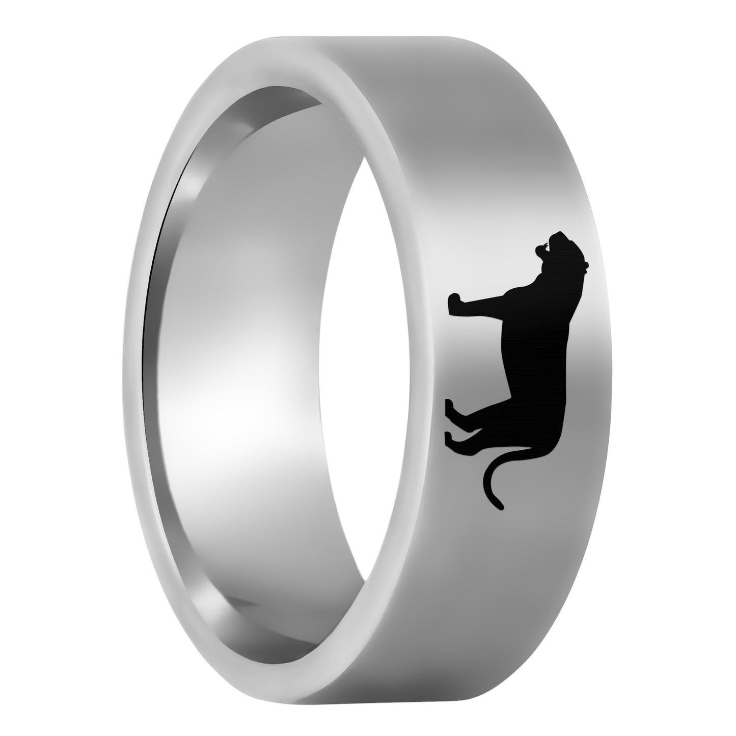 One Tiger Tungsten Men's Wedding Band displayed on a plain white background