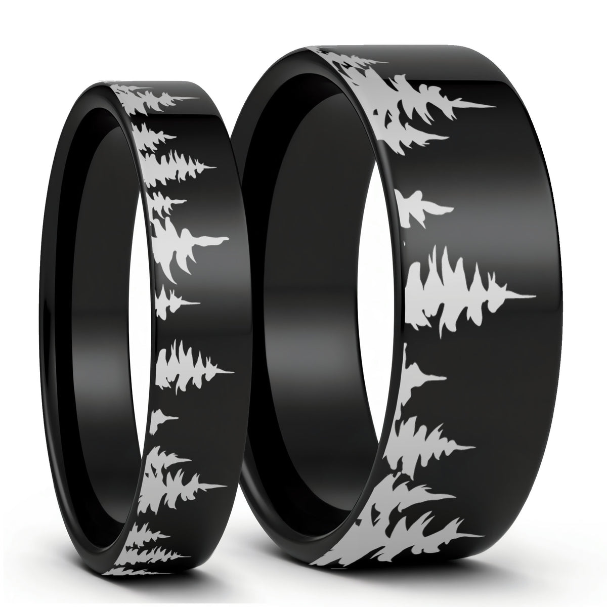 Treeline Tungsten Couple's Matching Wedding Band Set