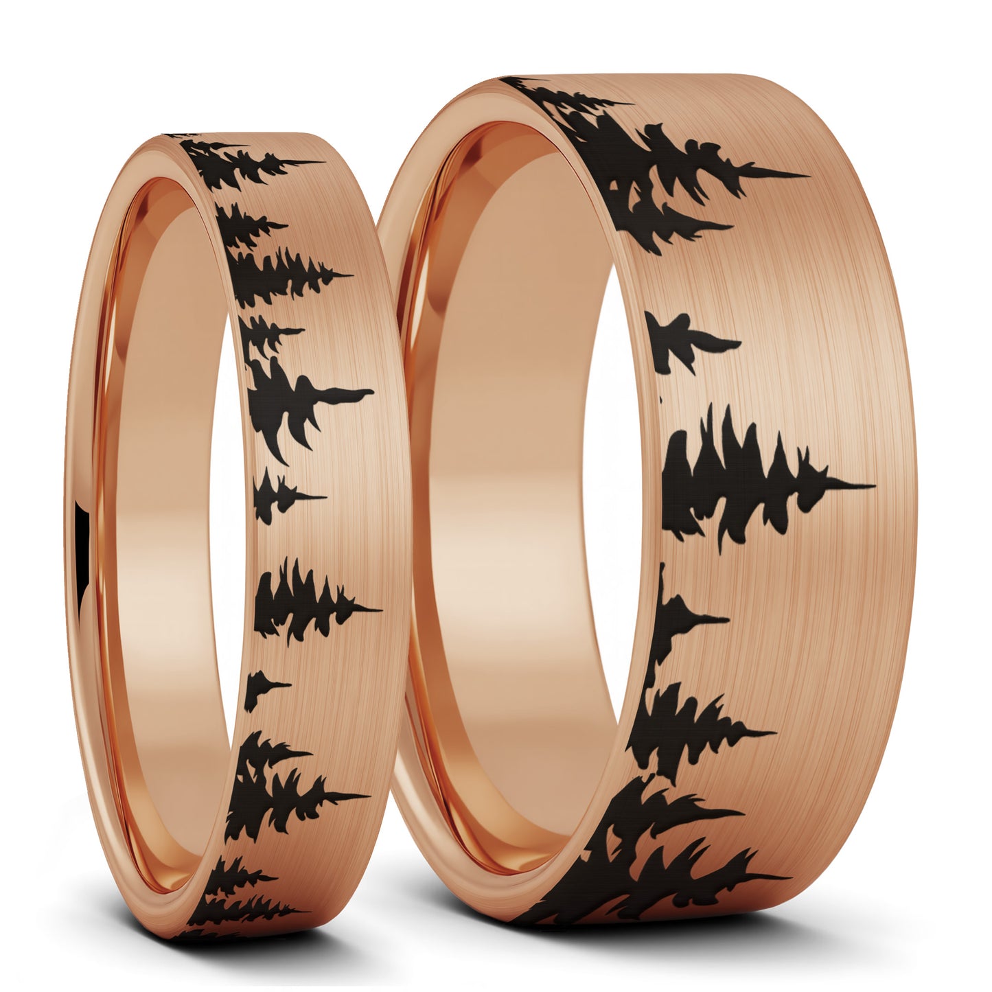 Treeline Brushed Tungsten Couple's Matching Wedding Band Set