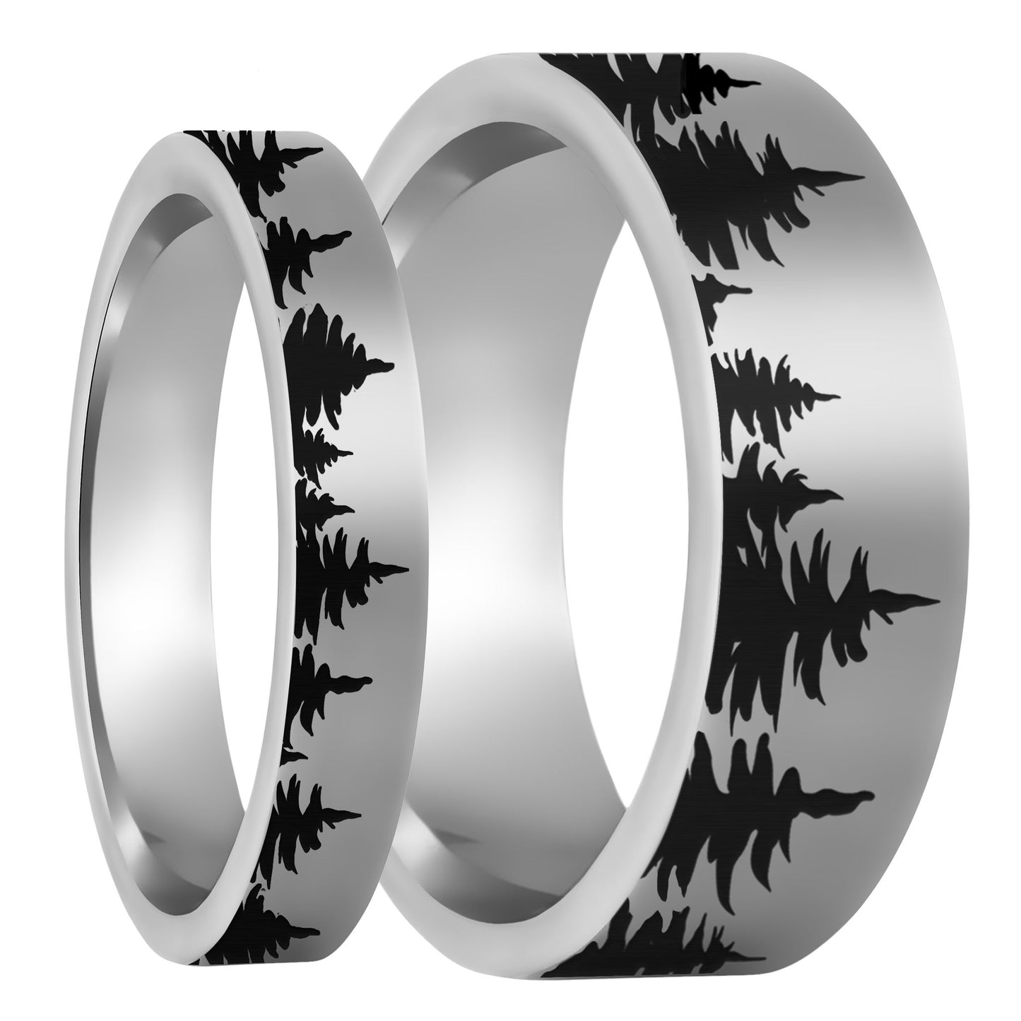Treeline Tungsten Couple's Matching Wedding Band Set