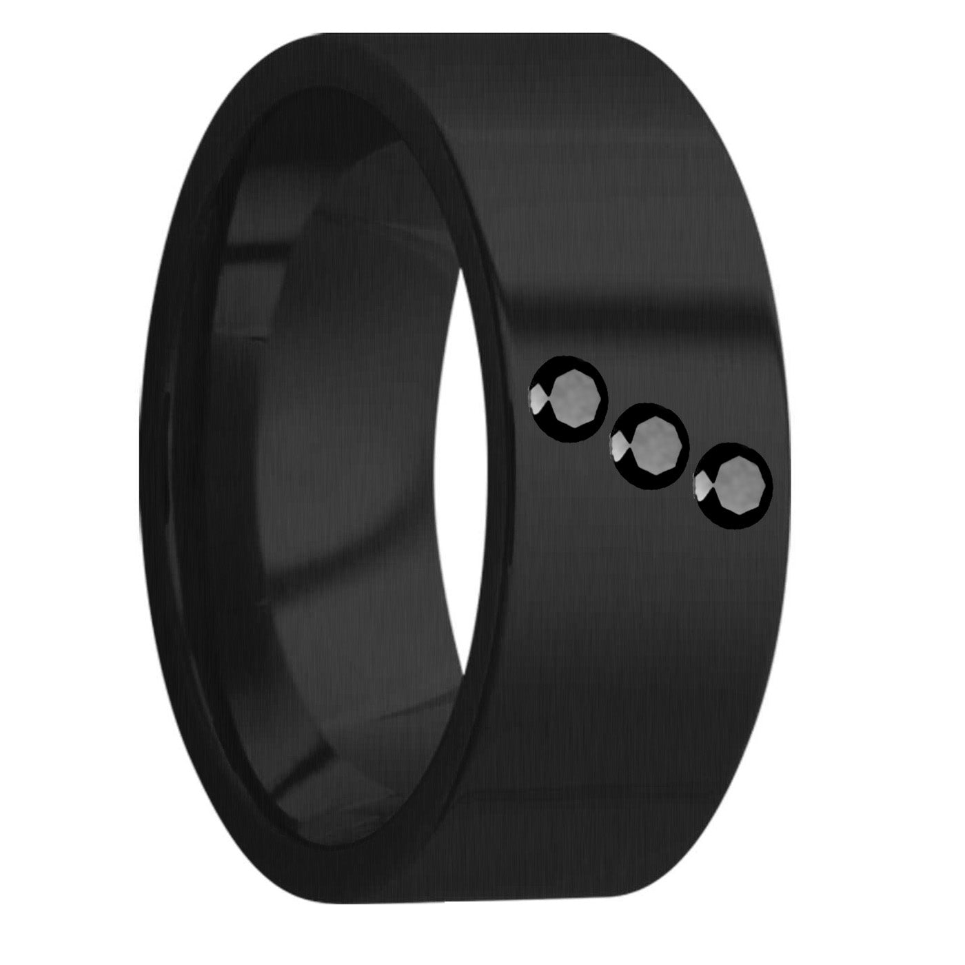 Triple Black Diamond Zirconium Men's Wedding Band