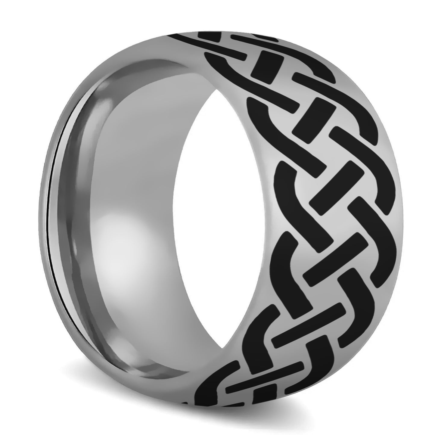 Domed Tungsten Wedding Band with Celtic Knot Design