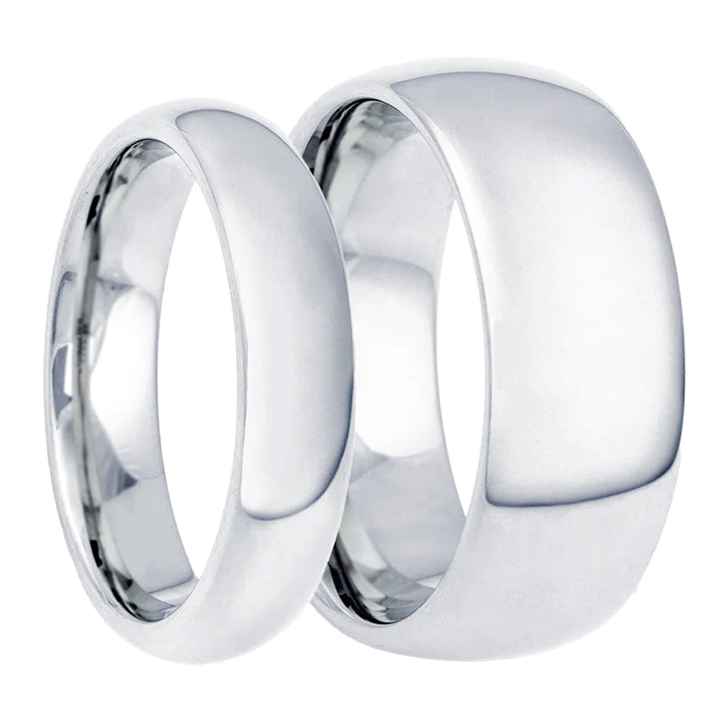 Juego de alianzas de boda a juego para pareja de tungsteno blanco