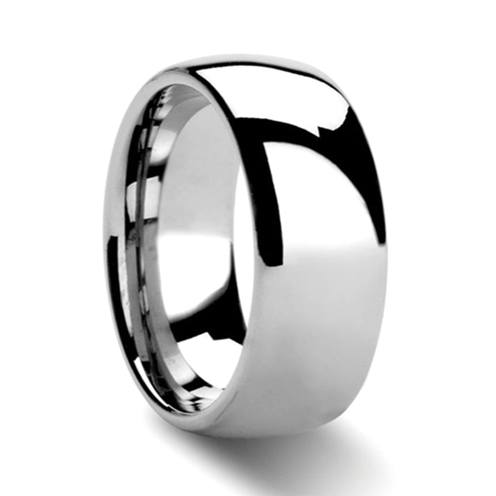 Domed White Tungsten Wedding Band