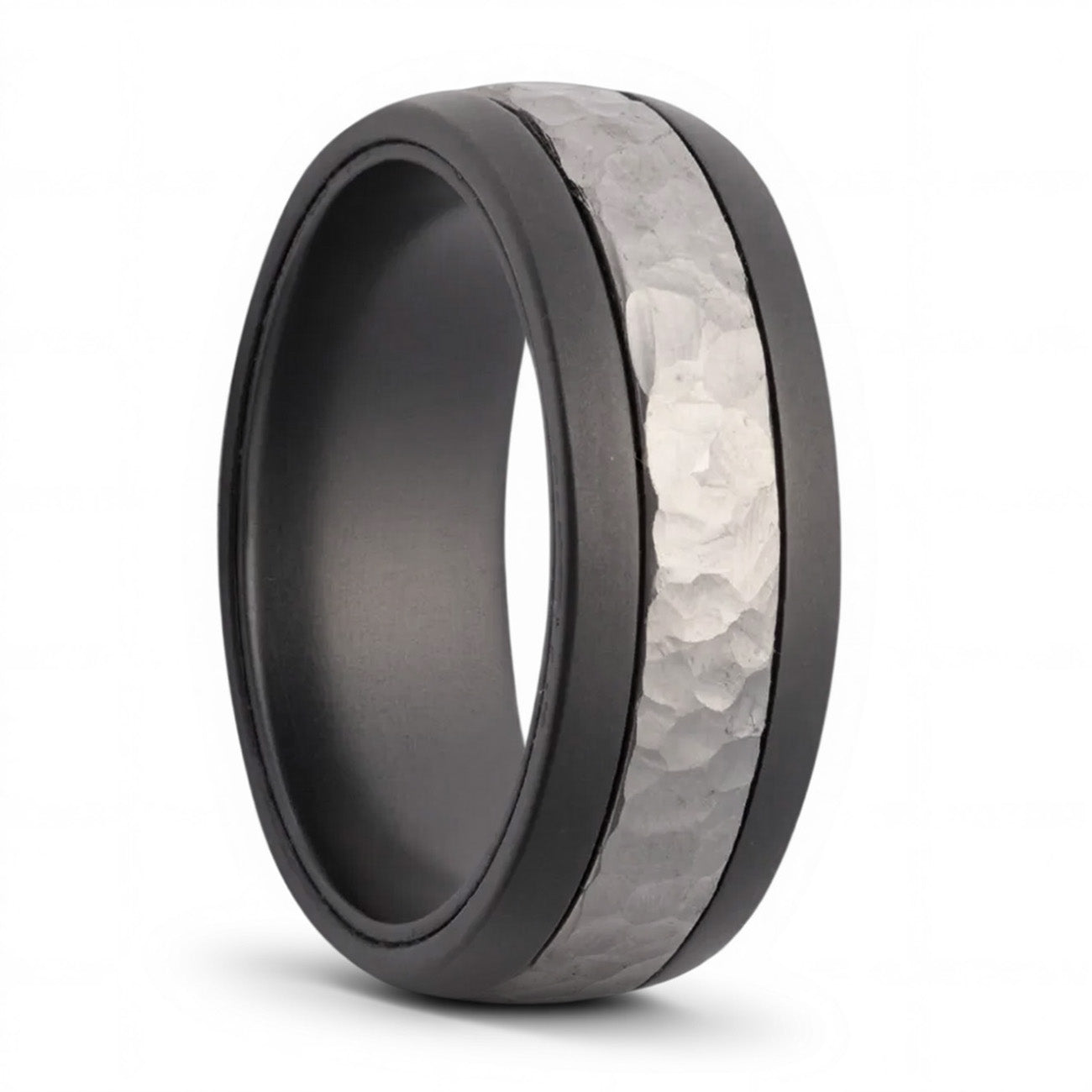 Zirconium & Hammered Titanium Spinner Wedding Band