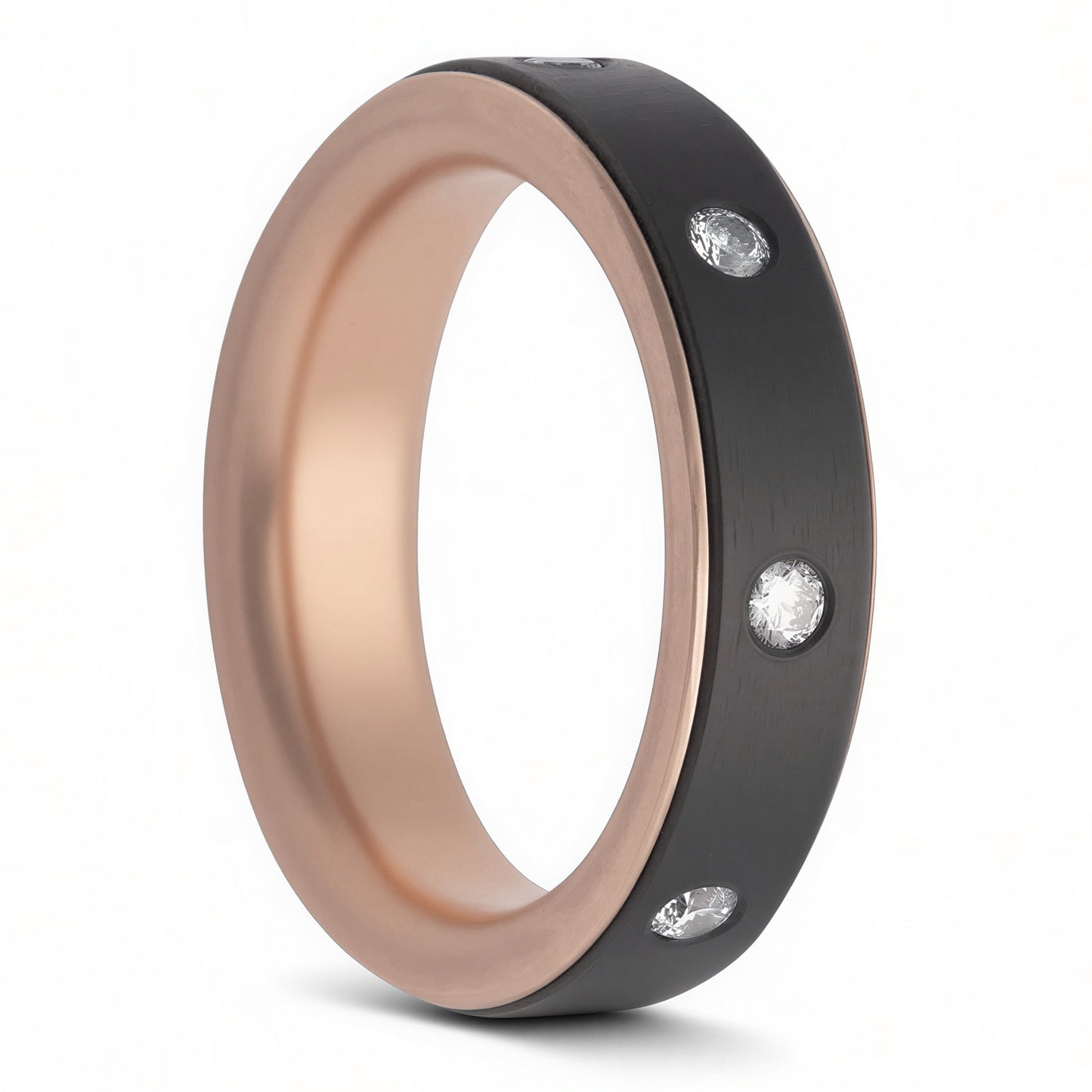 Zirconium & Lab-Grown Diamond 14k Gold Spinner Wedding Band