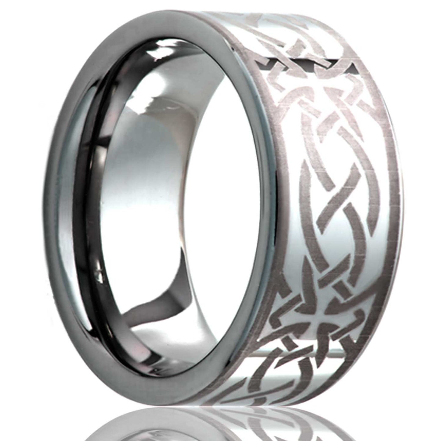 A celtic cross knot cobalt wedding band displayed on a neutral white background.