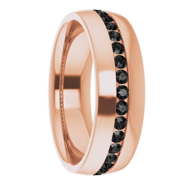 10k Rose Gold Men's Wedding Band with Black Diamonds