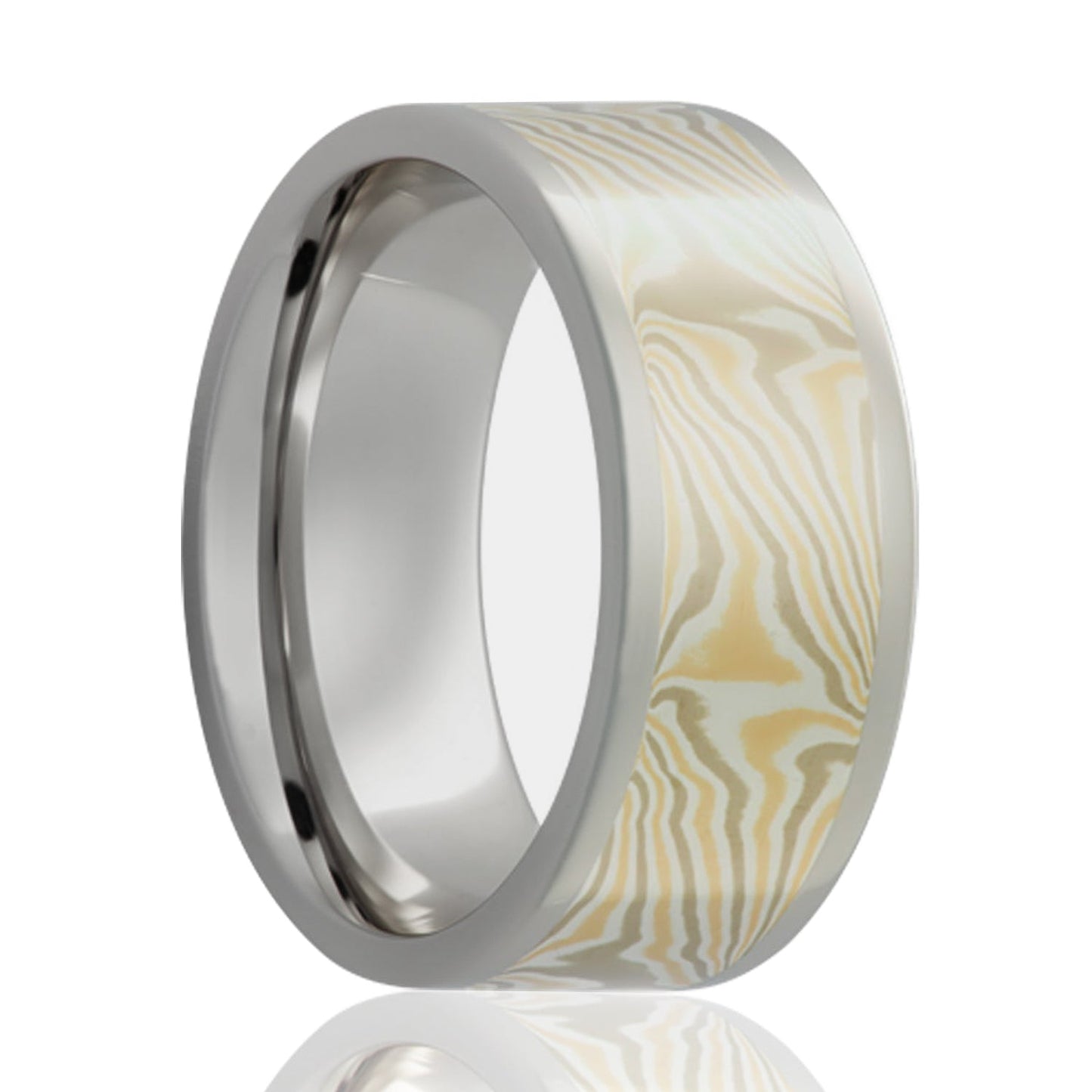 14k Rose Gold, White Gold & Sterling Silver Mokume Gane Cobalt Wedding Band