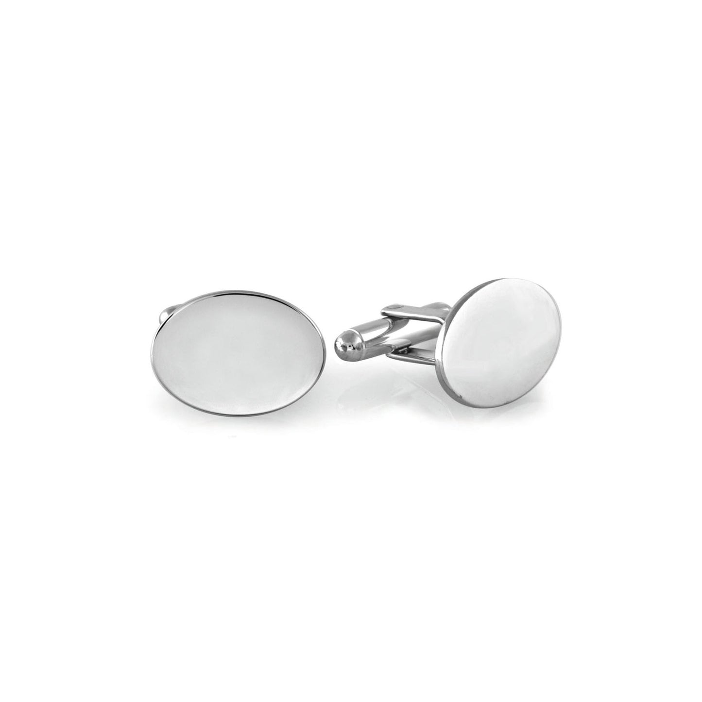 A plain polished swivel action cufflinks displayed on a neutral white background.