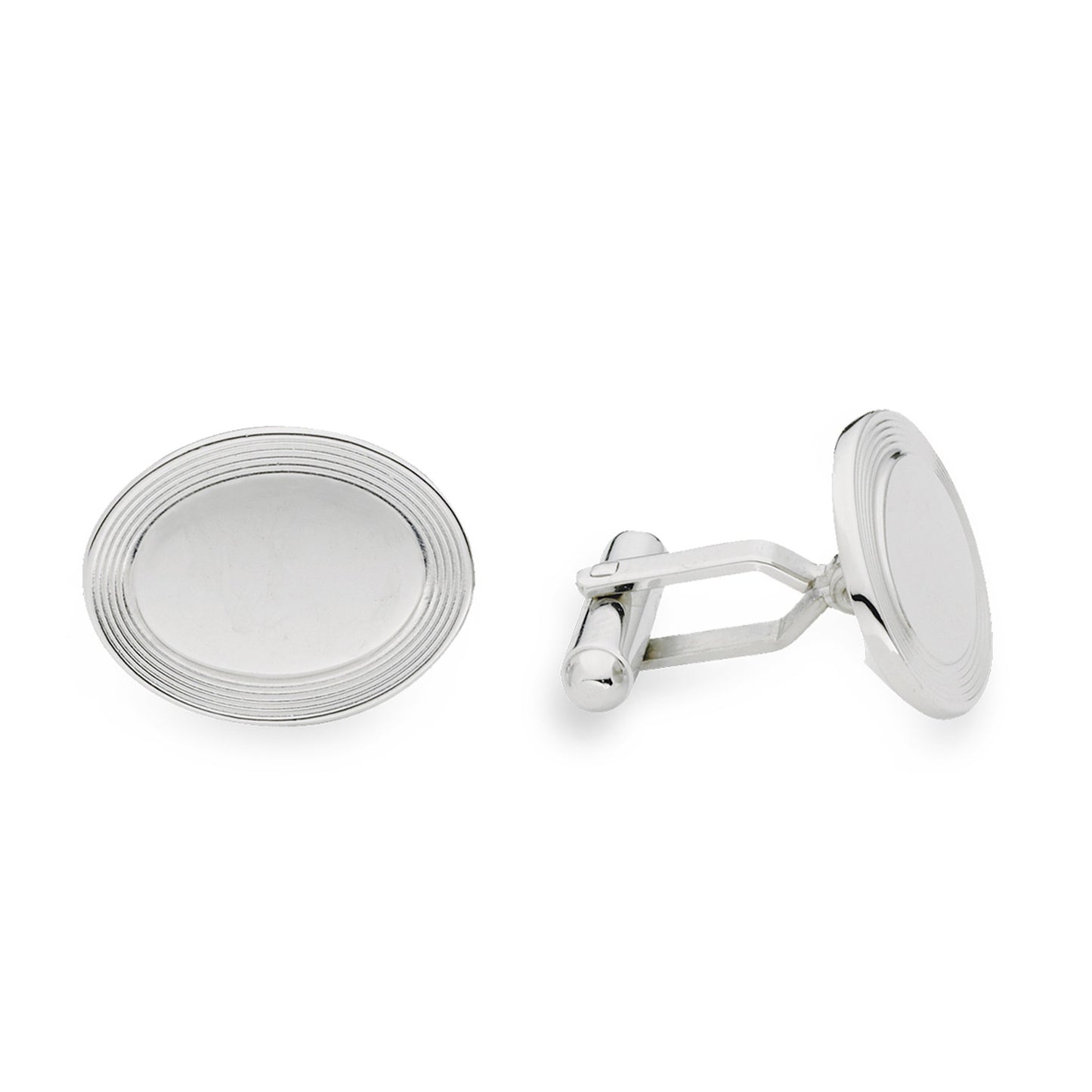 A plain polished 5-line oval cufflinks displayed on a neutral white background.