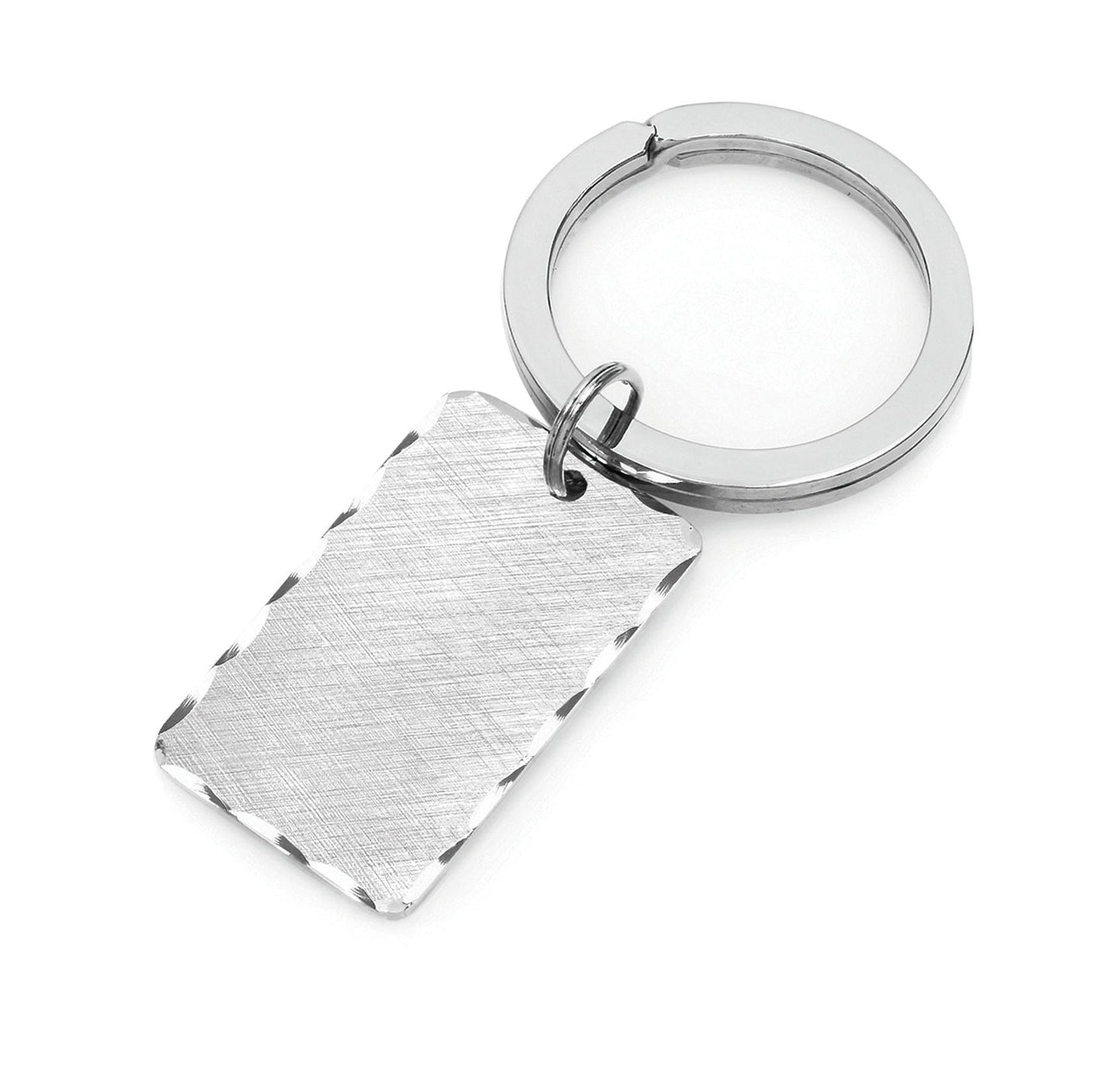 A florentine engraved key ring displayed on a neutral white background.
