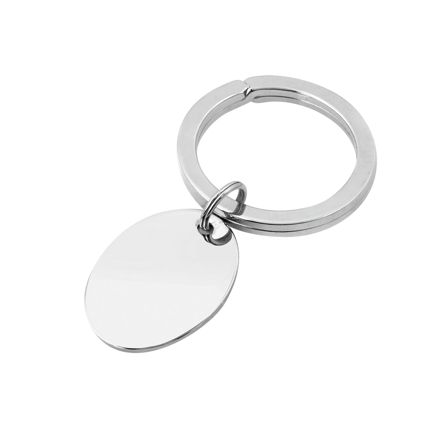 A polished oval key ring displayed on a neutral white background.