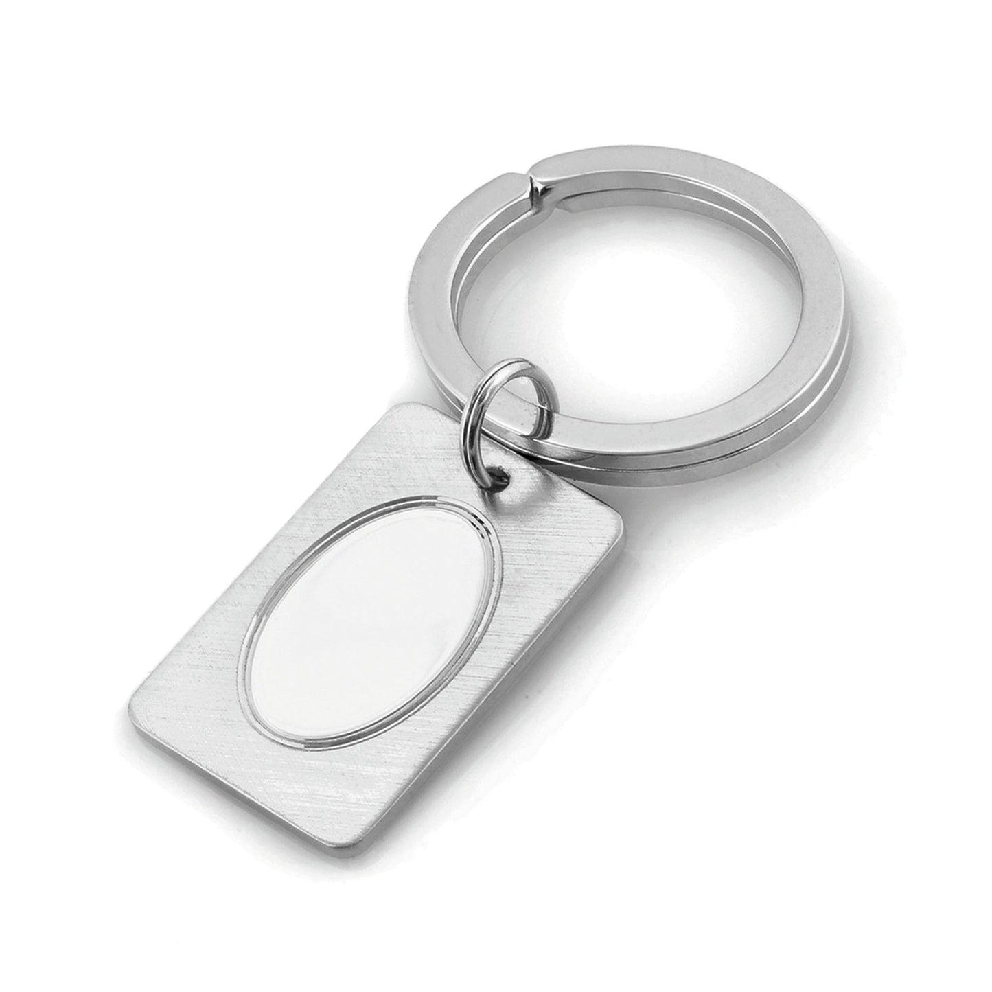 A oval center signet key ring displayed on a neutral white background.