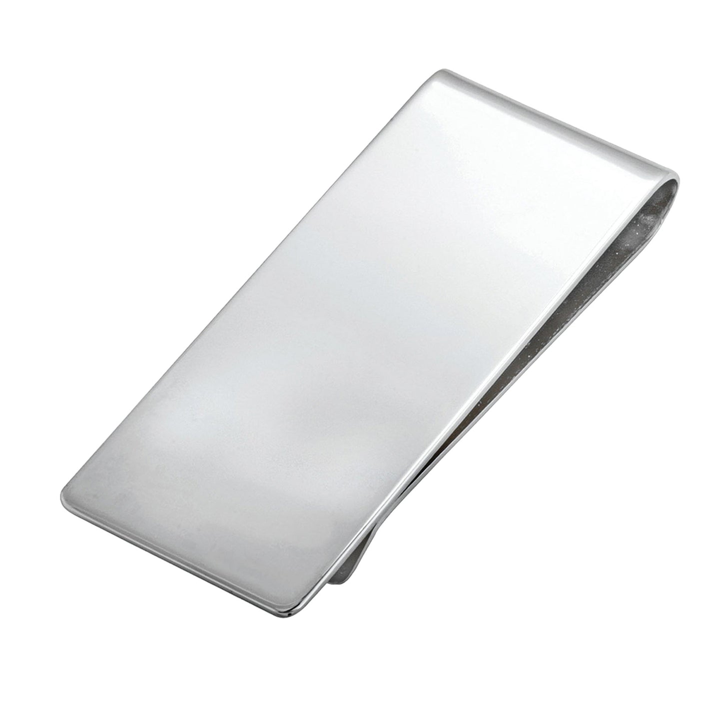 A polished money clip displayed on a neutral white background.