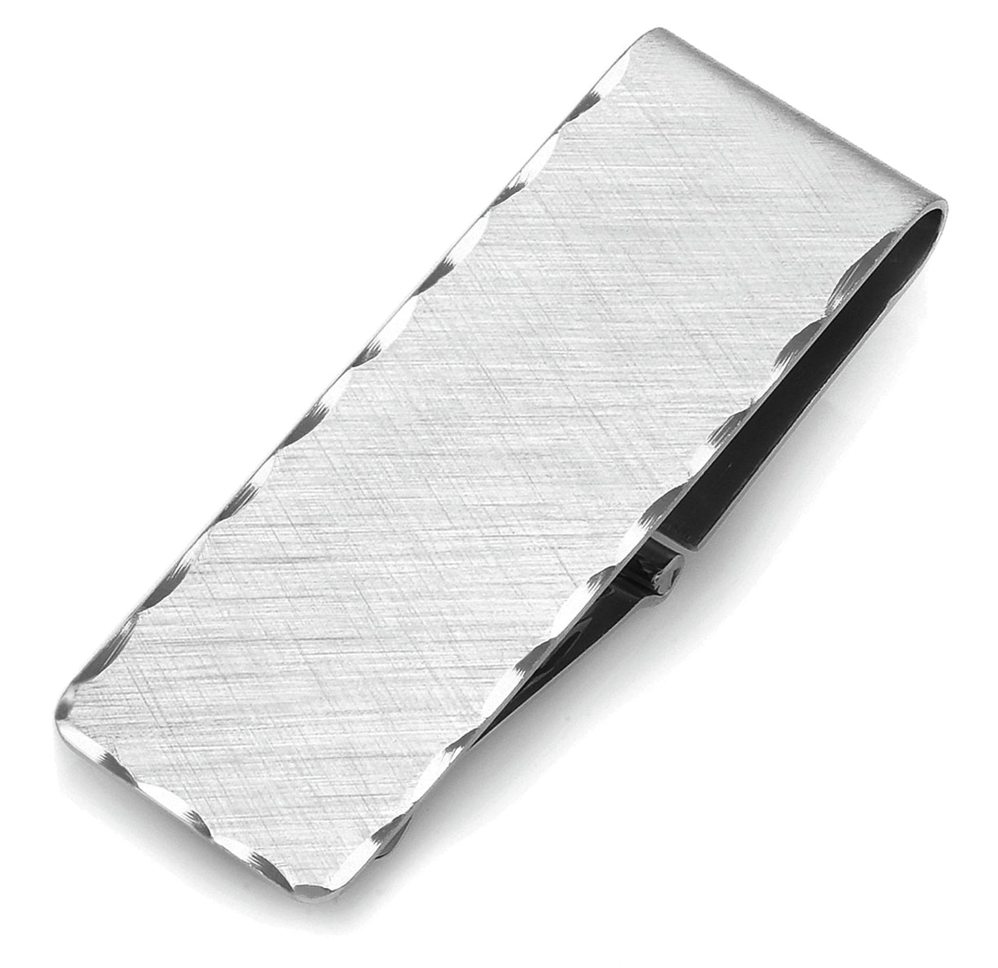 A hinged money clip scalloped border displayed on a neutral white background.