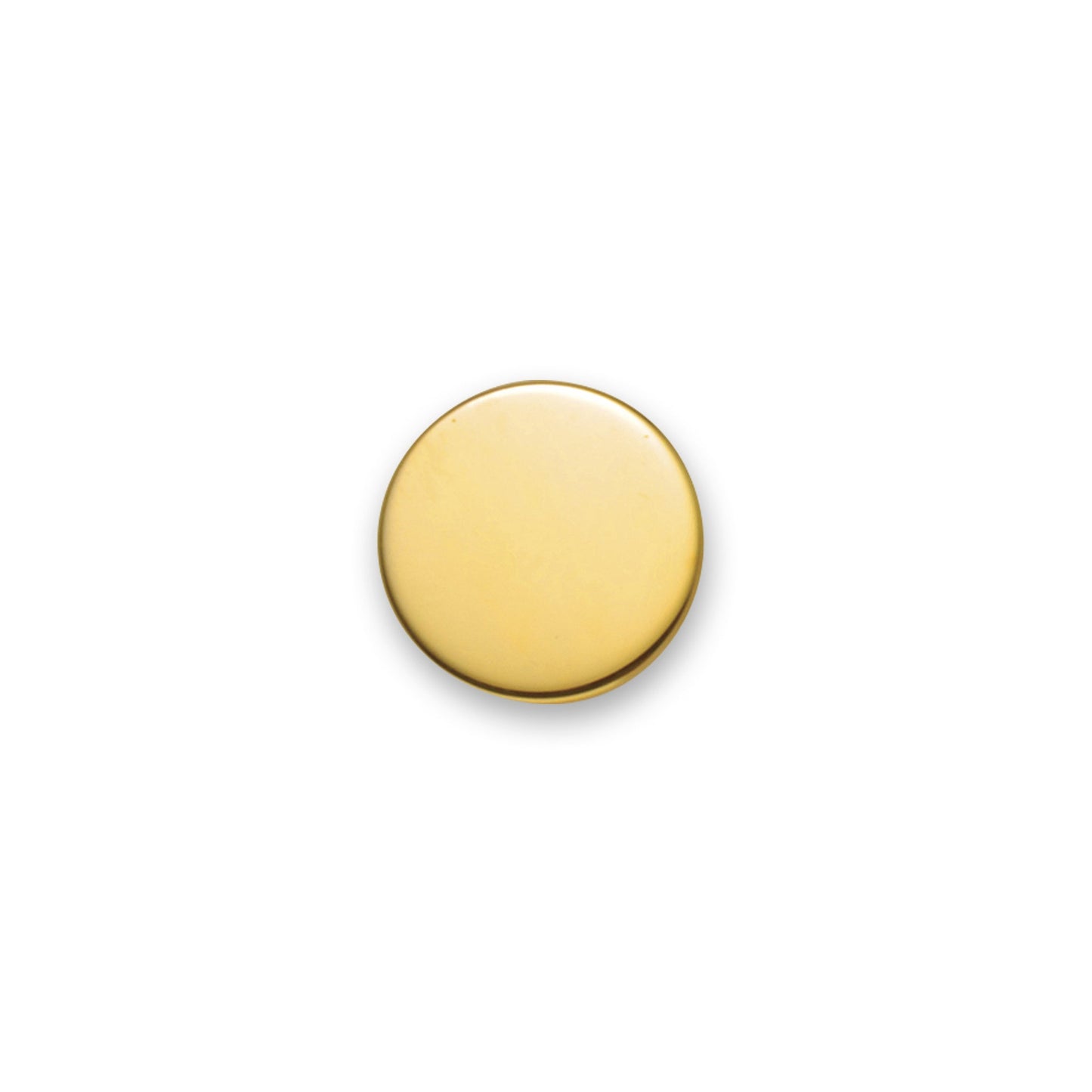A 14k yellow gold round polished tie tack displayed on a neutral white background.