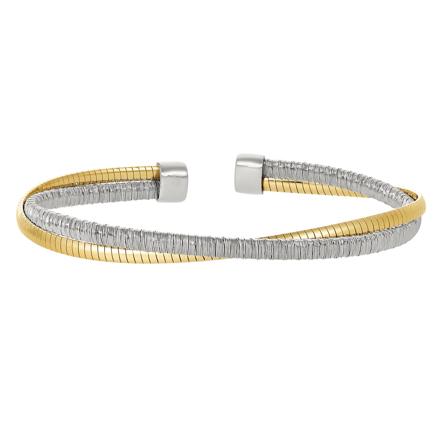 A cable bracelet with three simulated diamonds displayed on a neutral white background.