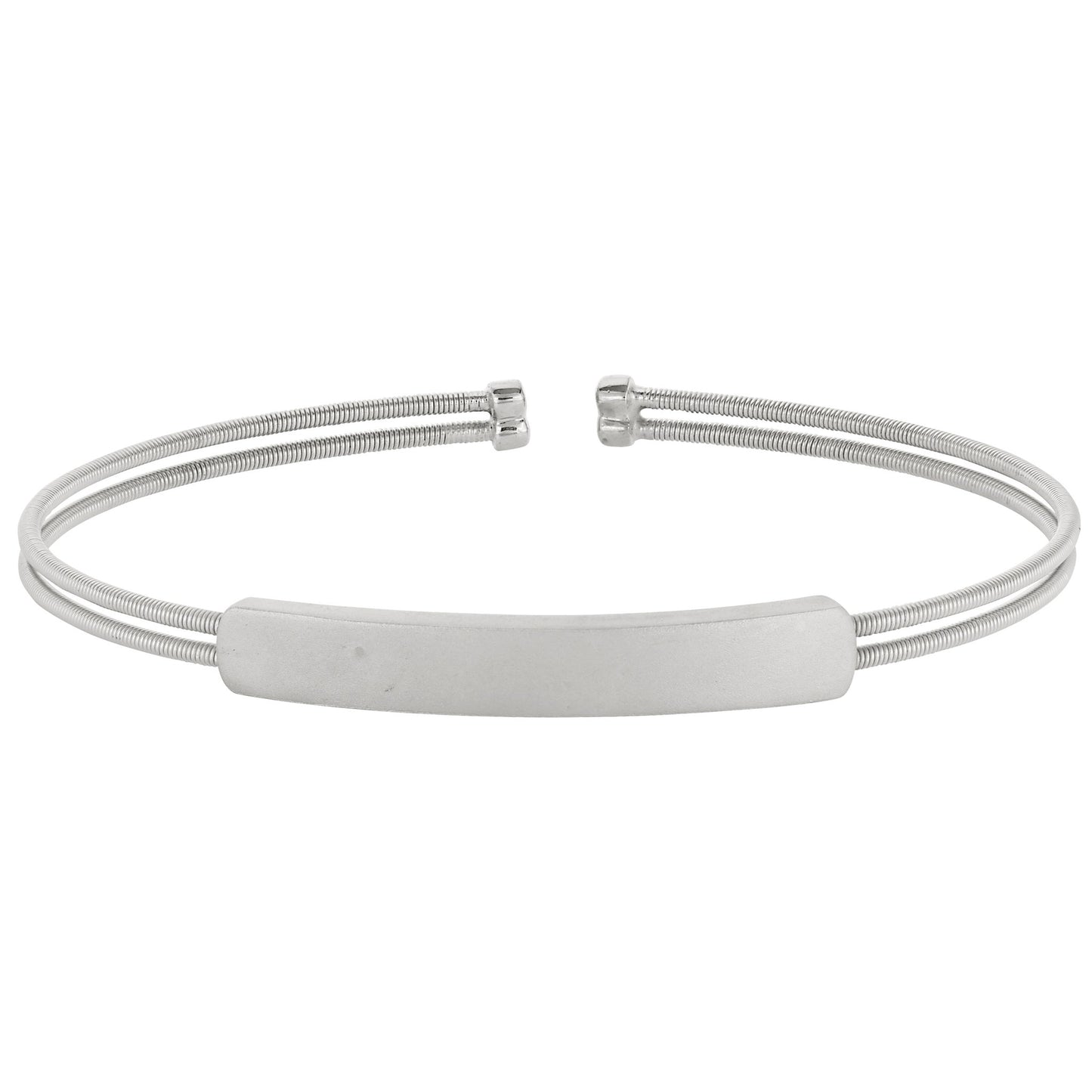 A engraveable flexible cable bracelet displayed on a neutral white background.