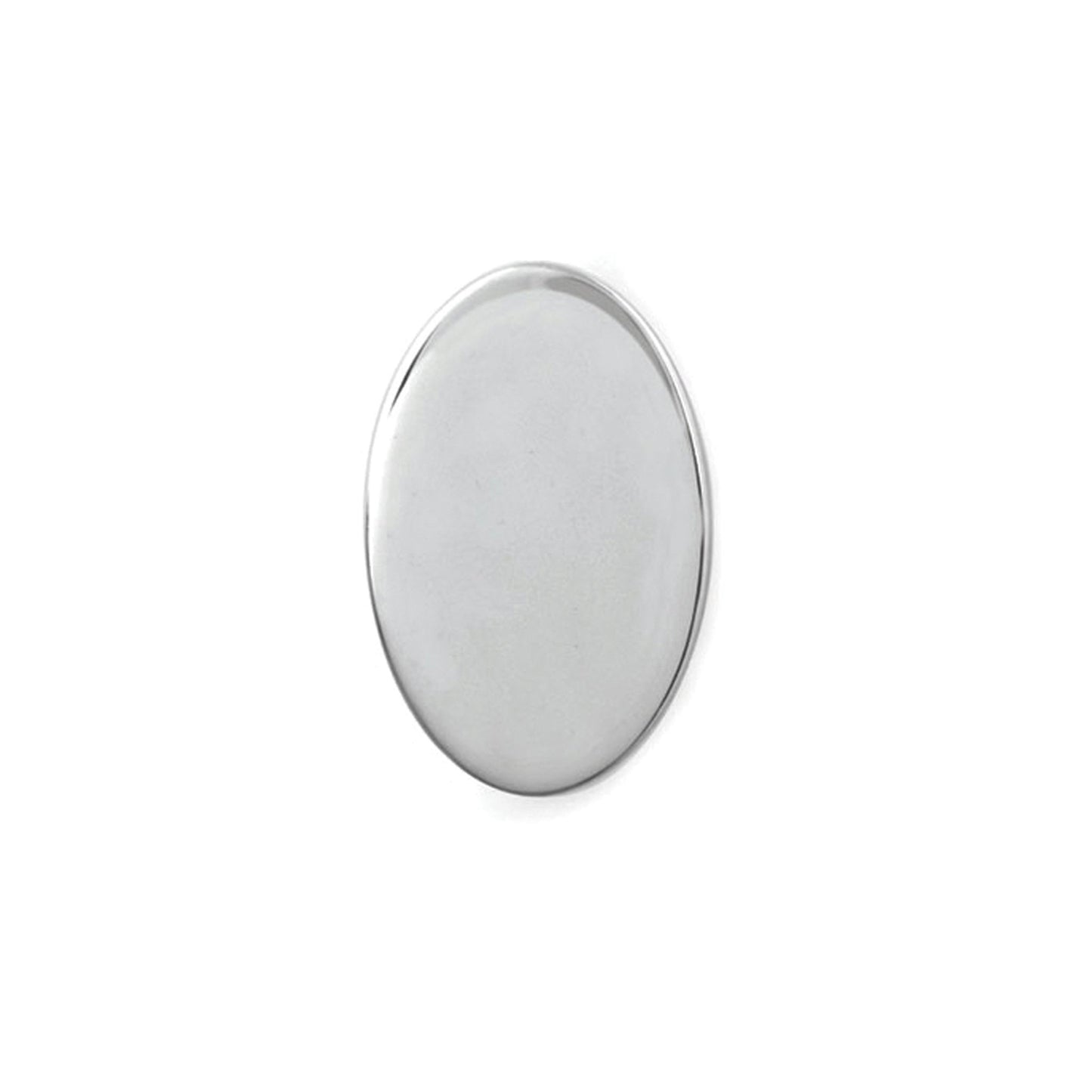 A sterling silver plain polished oval tie tack displayed on a neutral white background.