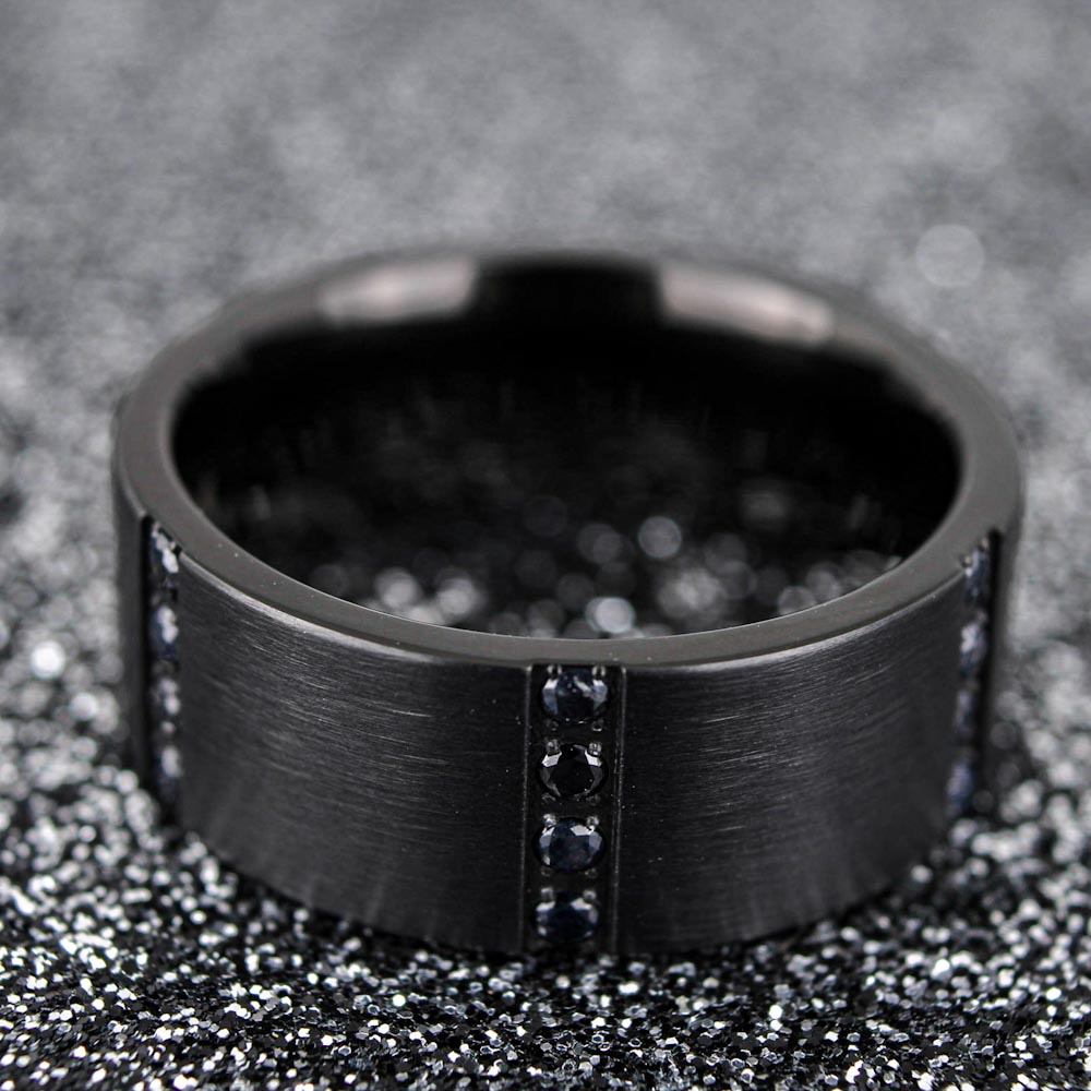 Black Titanium & Black Sapphires Men's Wedding Band