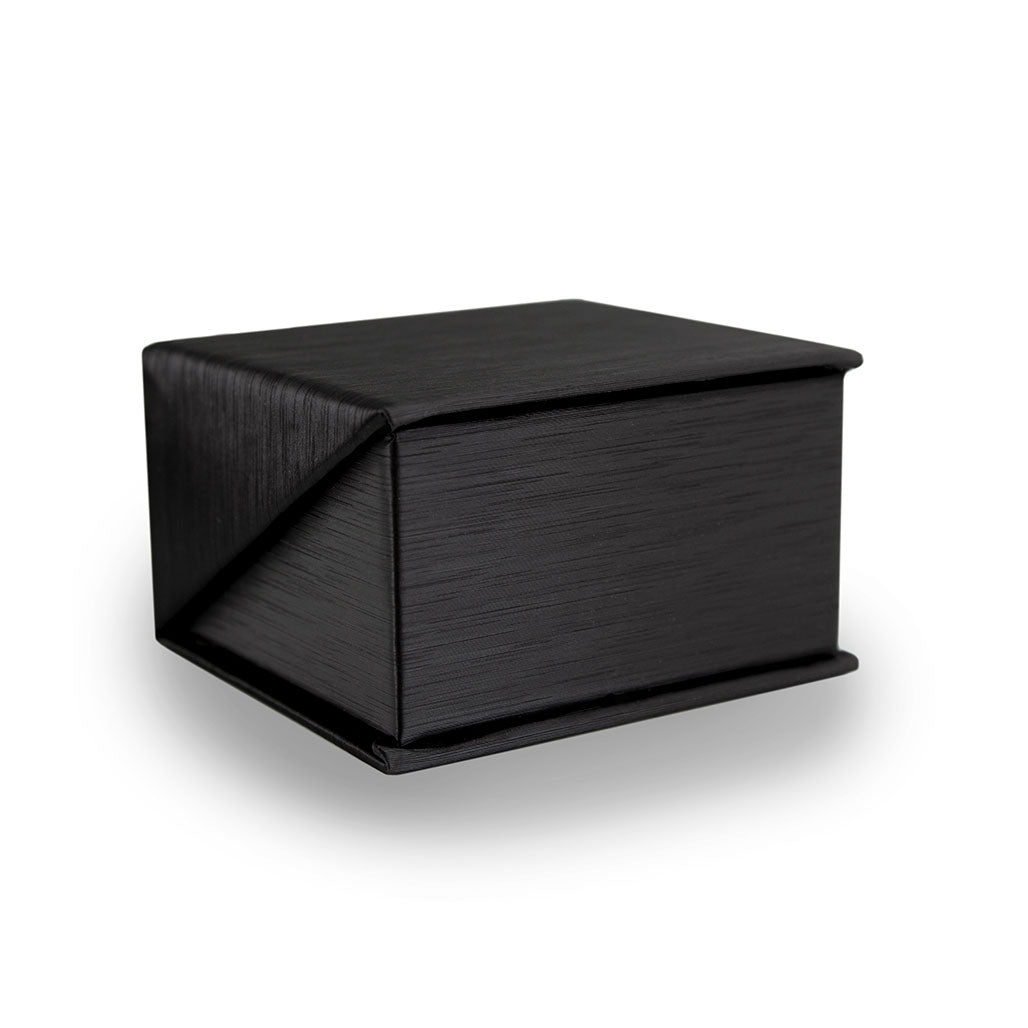 Black Titanium Men's Wedding Band with Rose Gold Edges & Black Gemstones