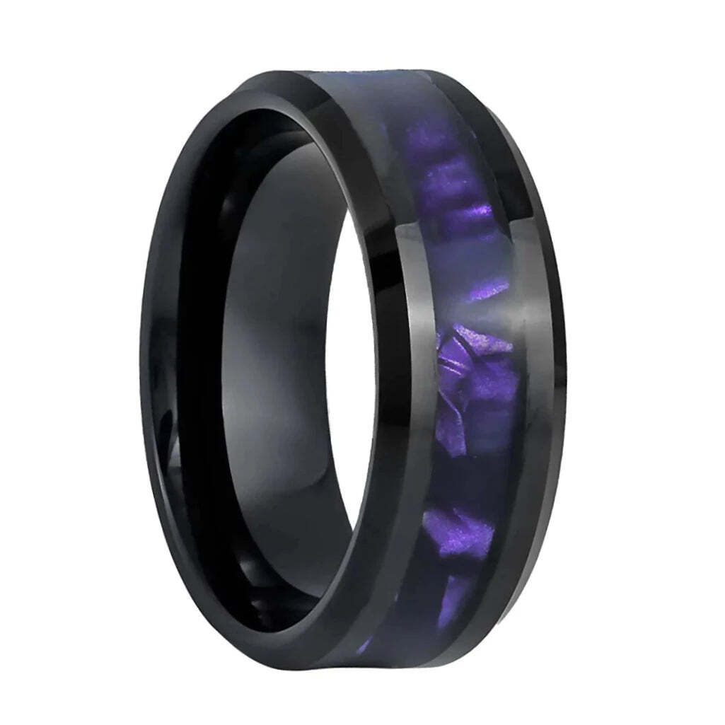 Band Rings Tungsten Carbide Purple Ring Black Tungsten Men's
