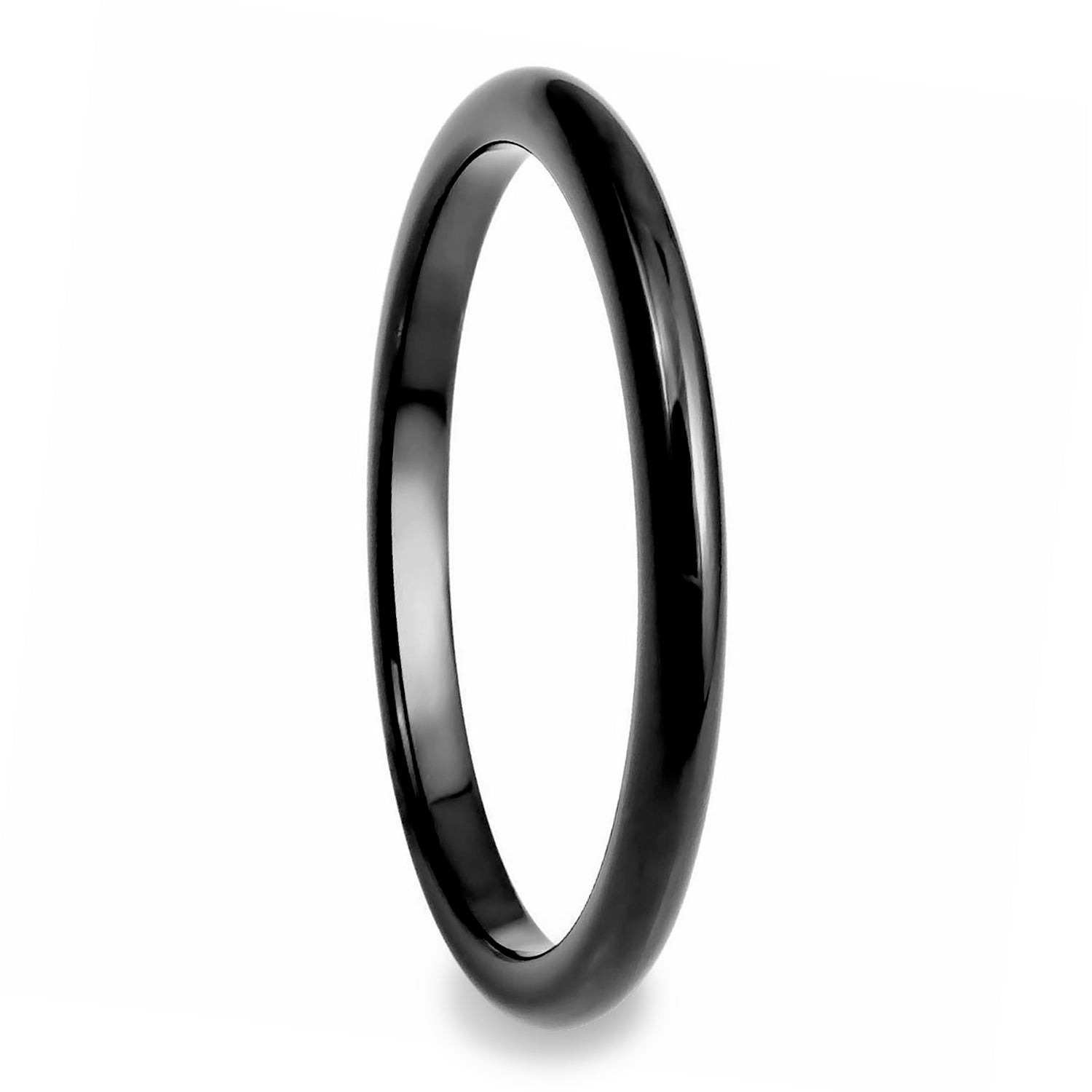 Black Tungsten Women's Extra-Thin Stackable Domed Wedding Band